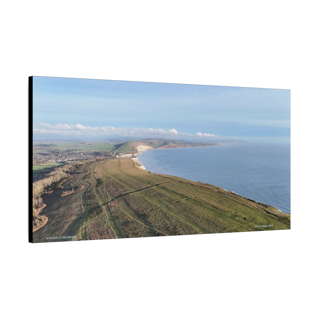 Isle of Wight Aerial Canvas Print — Tennyson to Freshwater Panoramic Coastal Wall Art