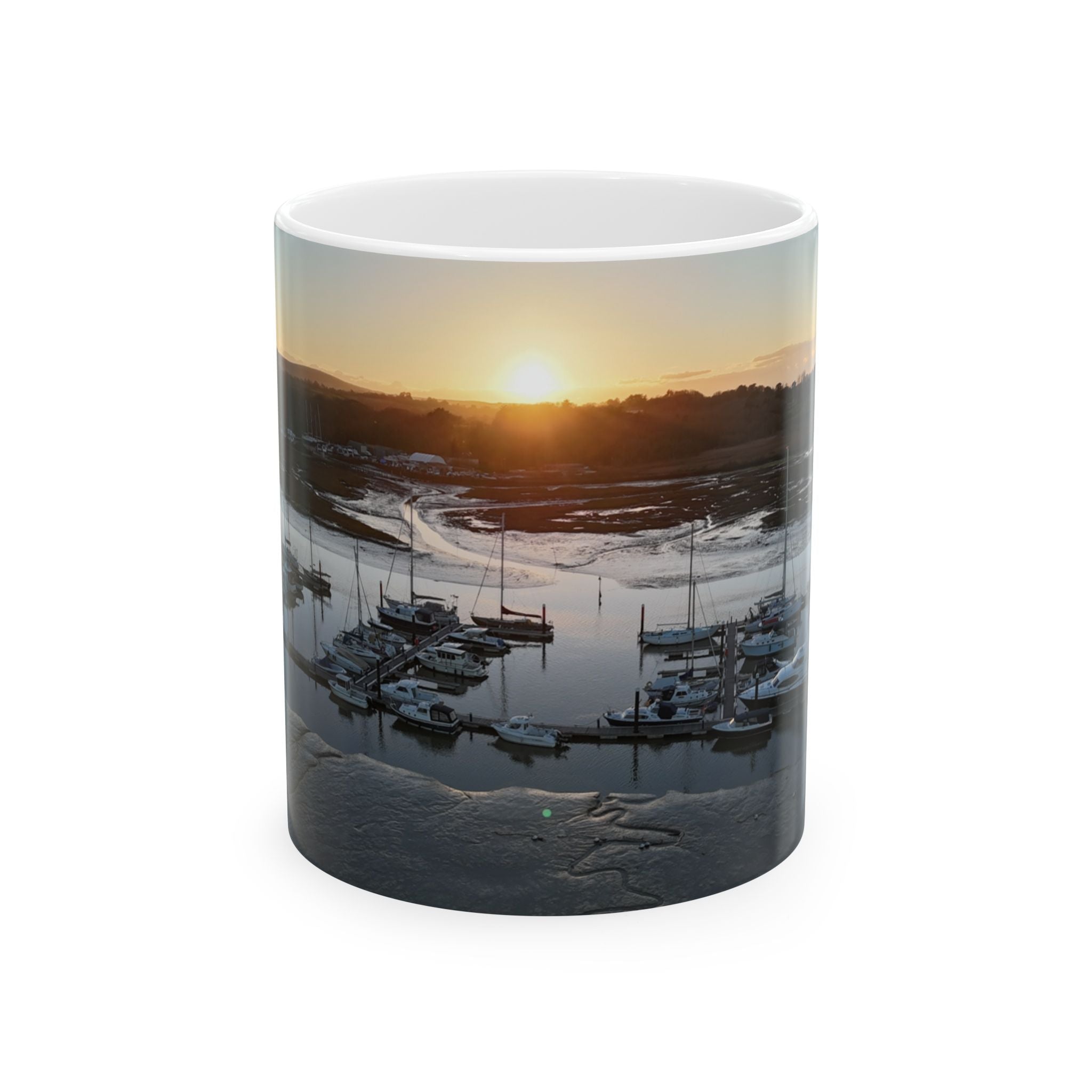 Isle of Wight Gift Mug — Yarmouth Harbour Aerial Photo Ceramic Coffee Cup (11oz, 15oz)