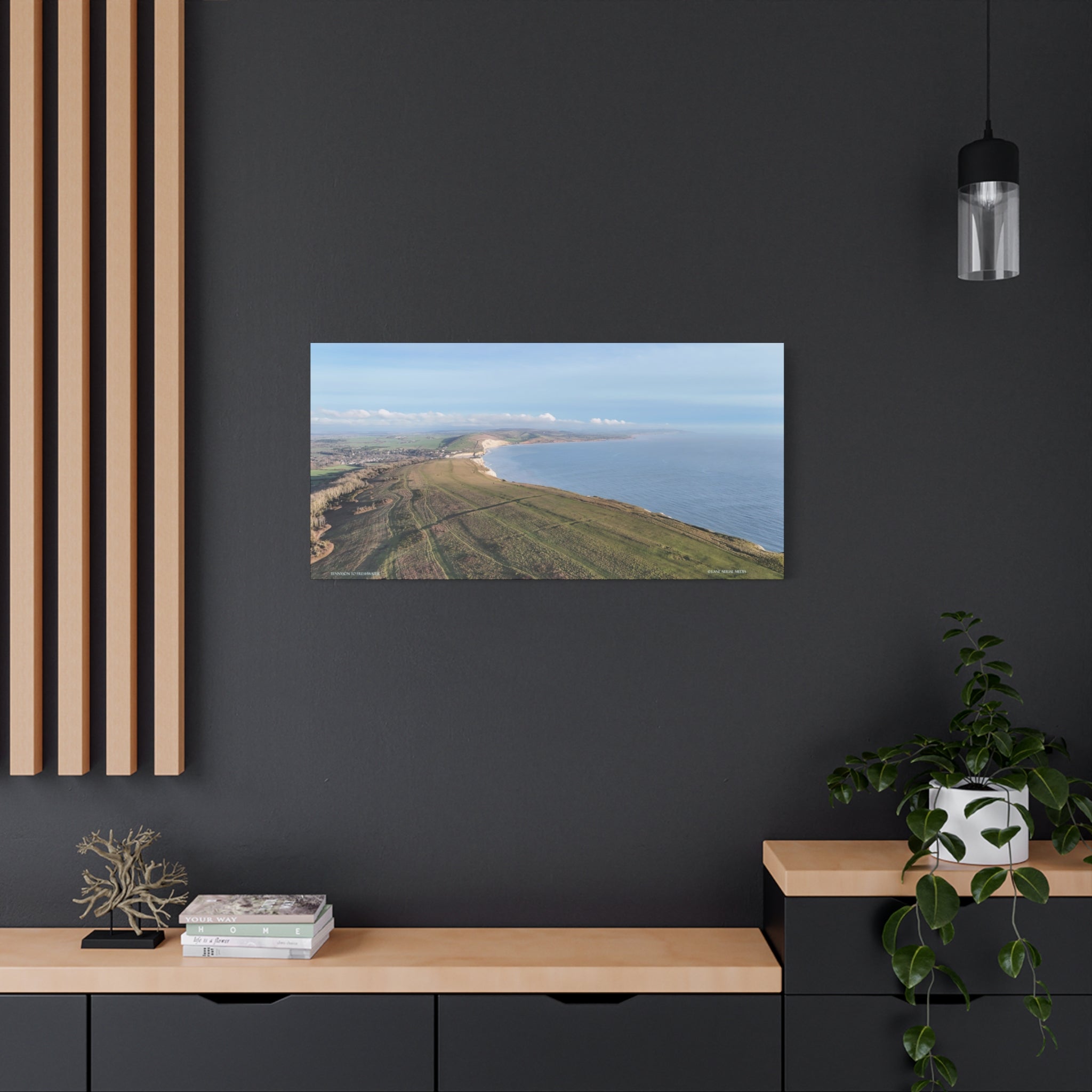 Isle of Wight Aerial Canvas Print — Tennyson to Freshwater Panoramic Coastal Wall Art