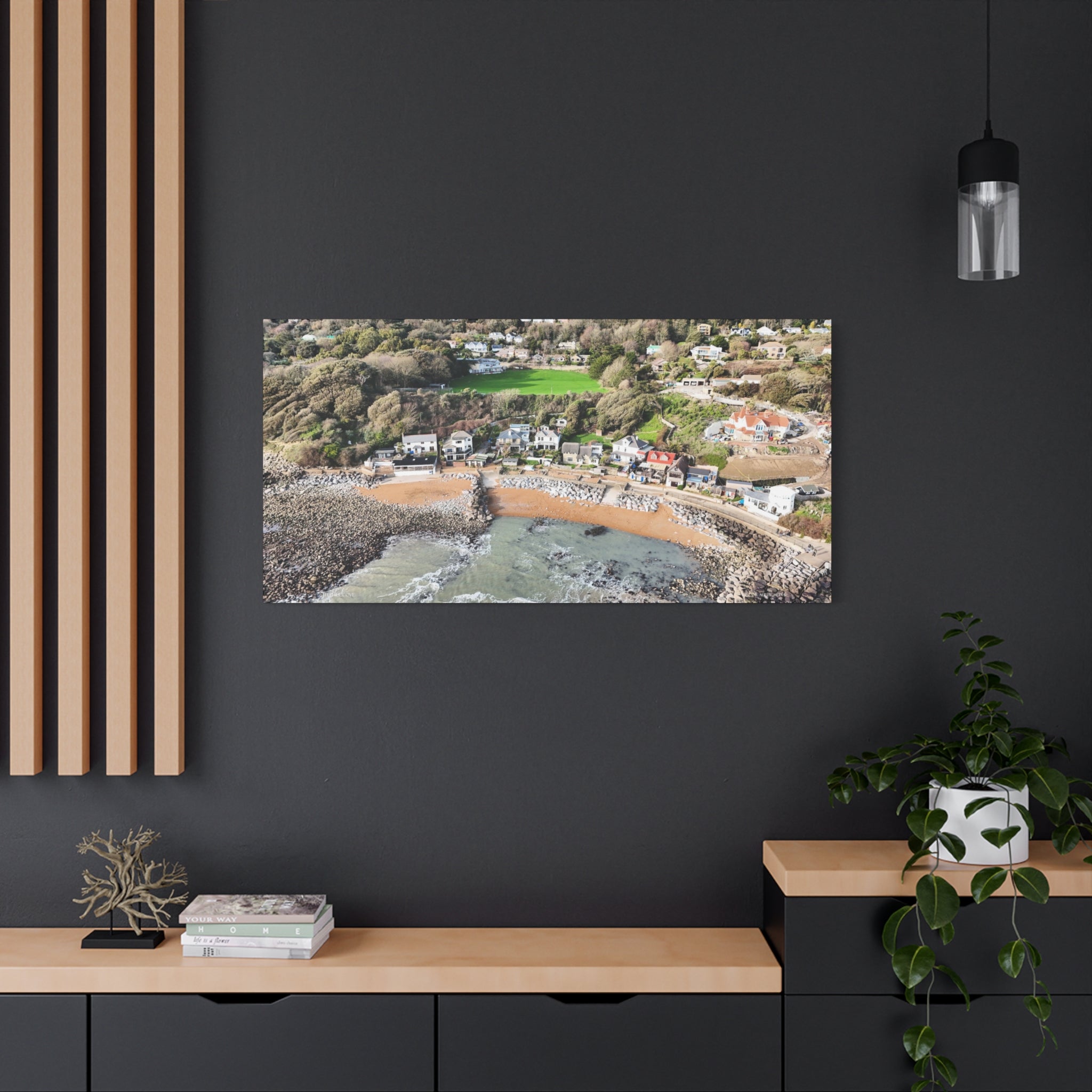 Isle of Wight Aerial Canvas Print — Steephill Cove Panoramic Beachfront Wall Art