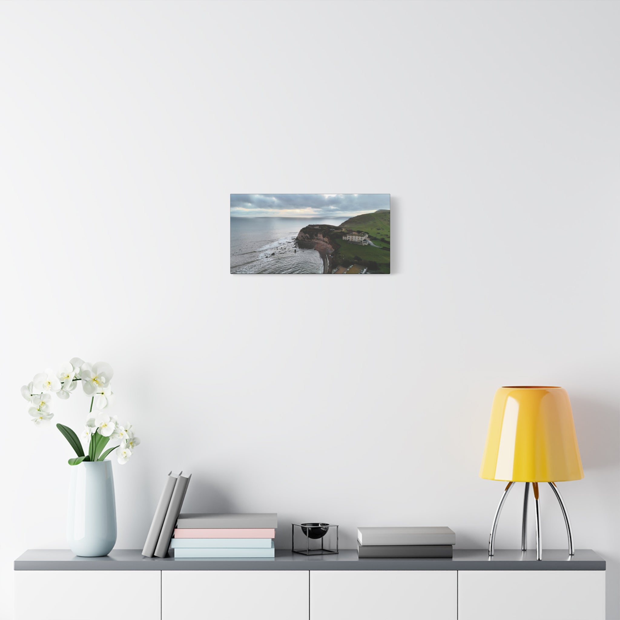 Isle of Wight Aerial Canvas Print — Freshwater Bay Seascape Stretched Wall Art