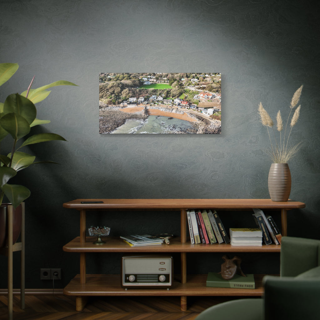 Isle of Wight Aerial Canvas Print — Steephill Cove Panoramic Beachfront Wall Art