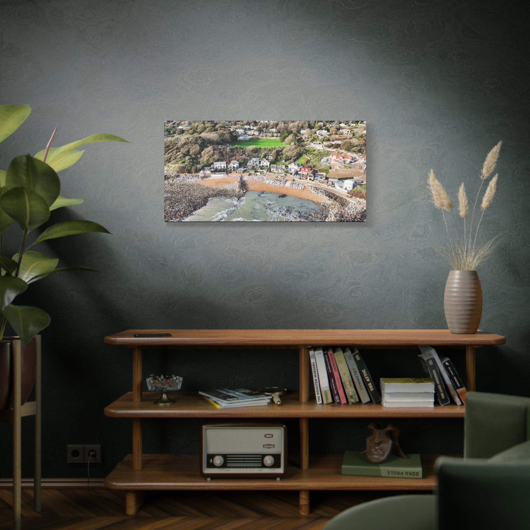 Isle of Wight Aerial Canvas Print — Steephill Cove Panoramic Beachfront Wall Art
