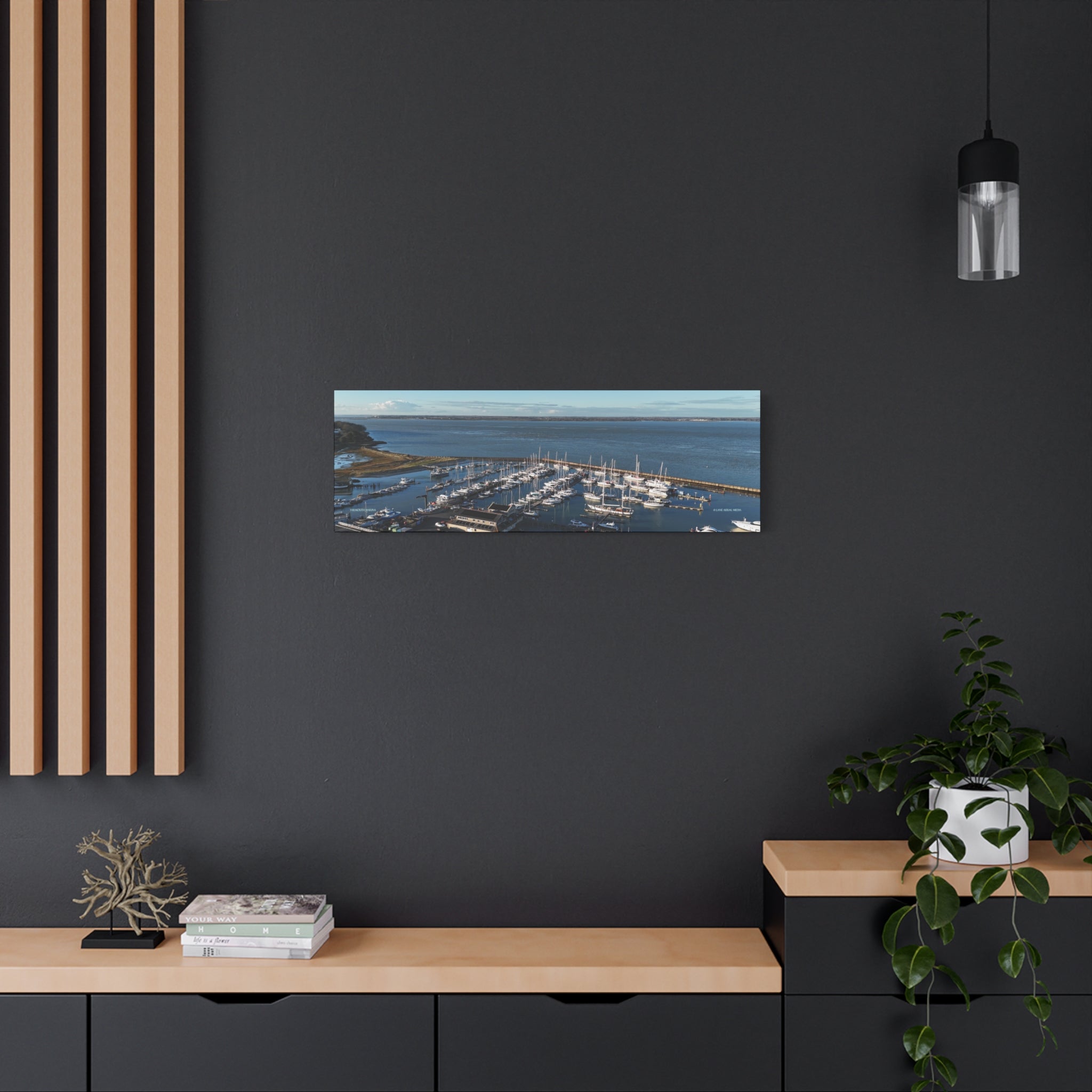 Isle of Wight Panoramic Canvas Print — Yarmouth Marina Stretched Matte Wall Art