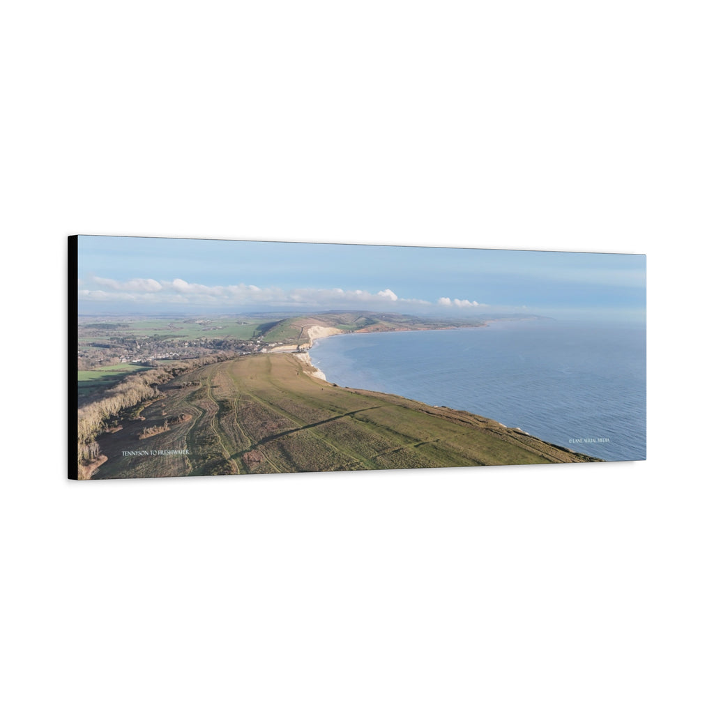 Isle of Wight Aerial Canvas Print — Tennyson to Freshwater Wide Seascape Wall Art