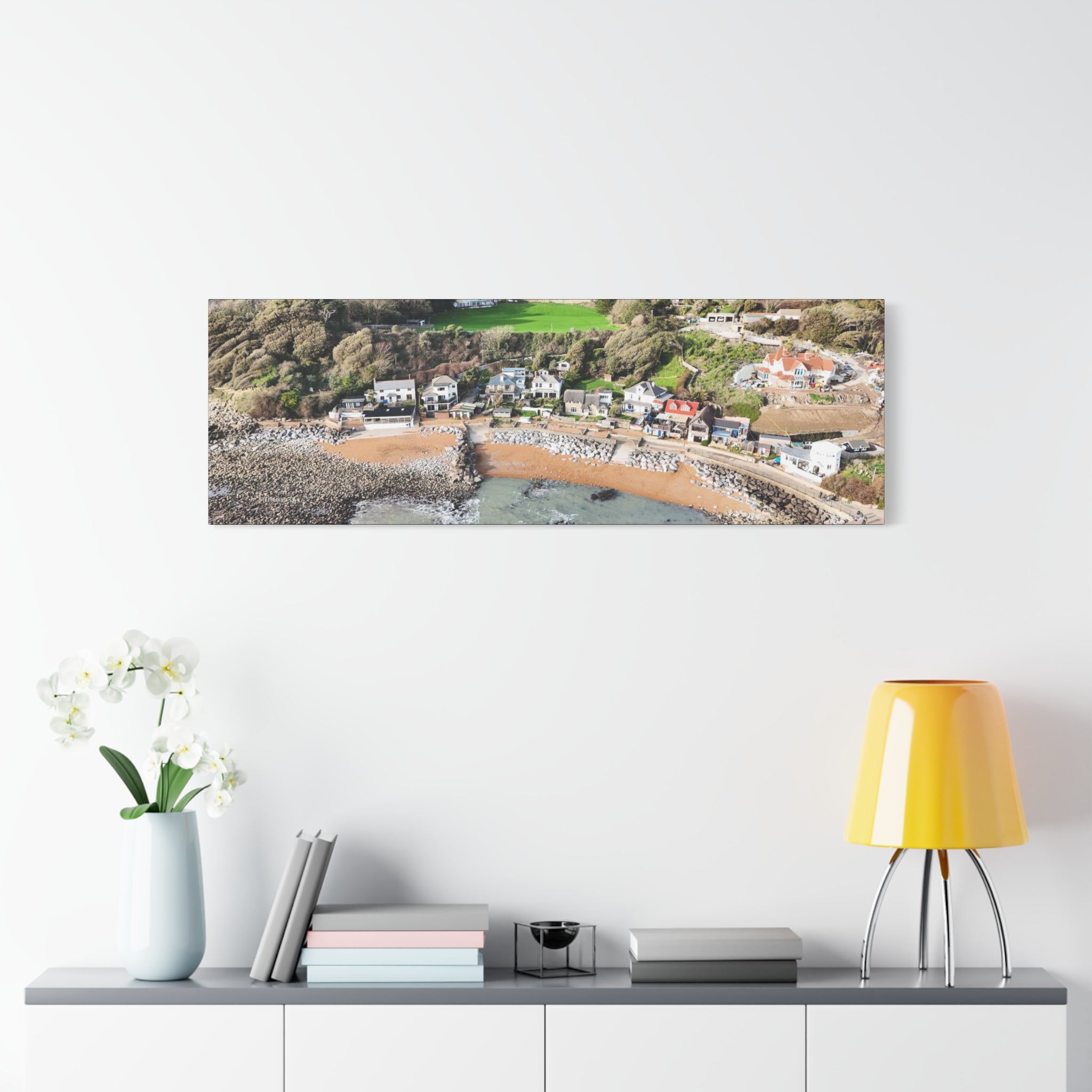 Isle of Wight Aerial Canvas Print — Steephill Cove Stretched Panoramic Wall Art