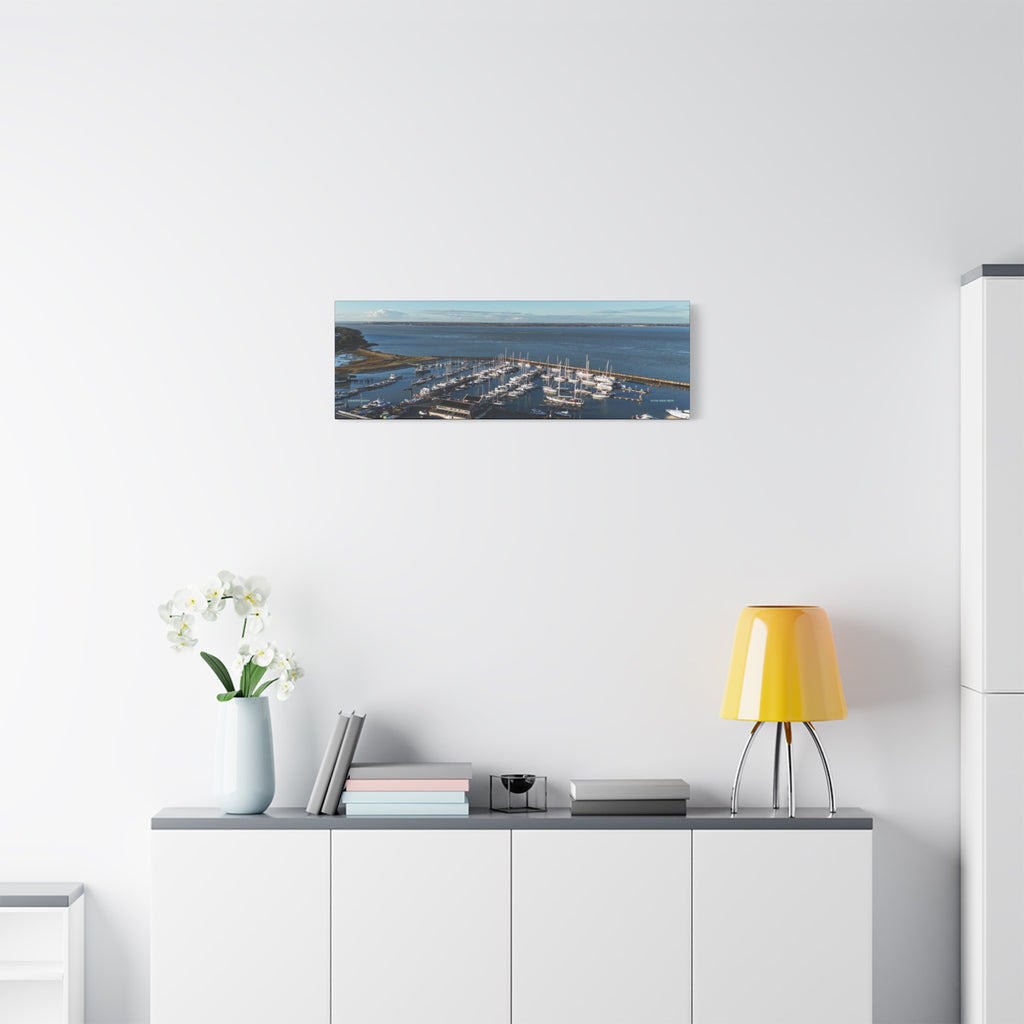 Isle of Wight Panoramic Canvas Print — Yarmouth Marina Stretched Matte Wall Art
