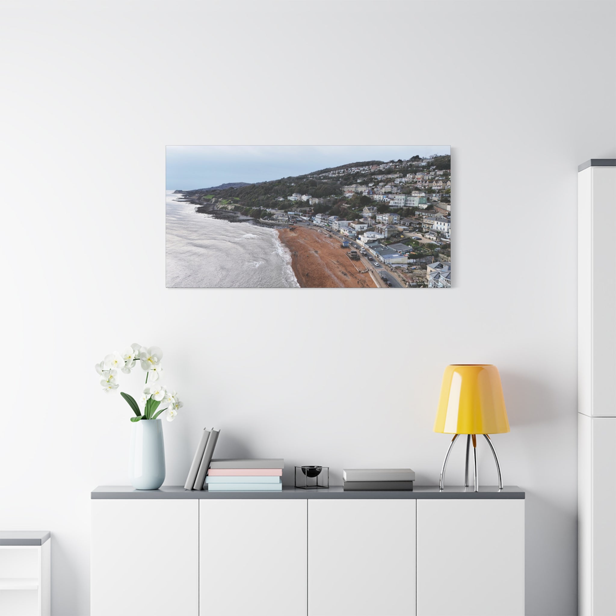 Isle of Wight Aerial Canvas Print — Ventnor Beach Stretched Wall Art