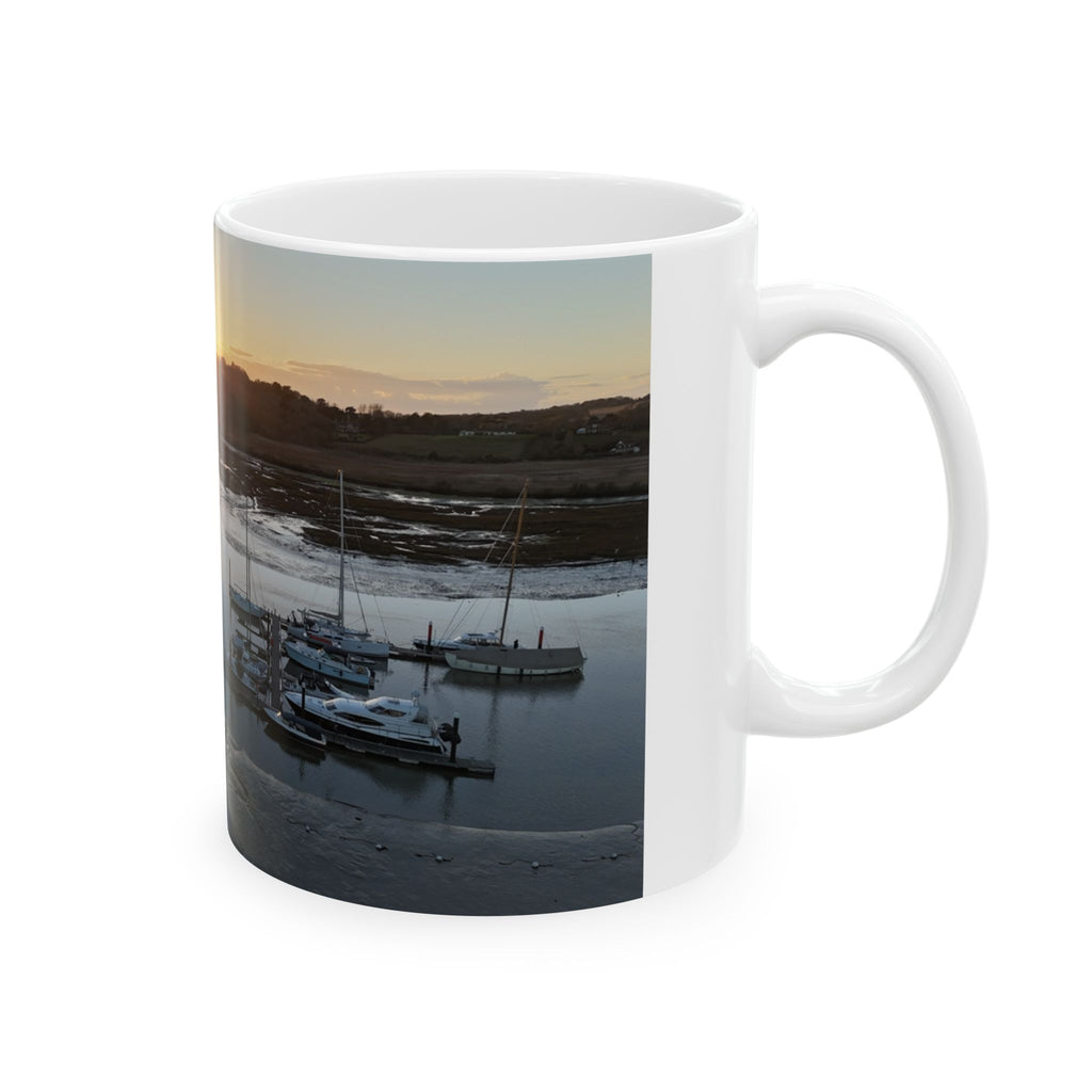Isle of Wight Gift Mug — Yarmouth Harbour Aerial Photo Ceramic Coffee Cup (11oz, 15oz)