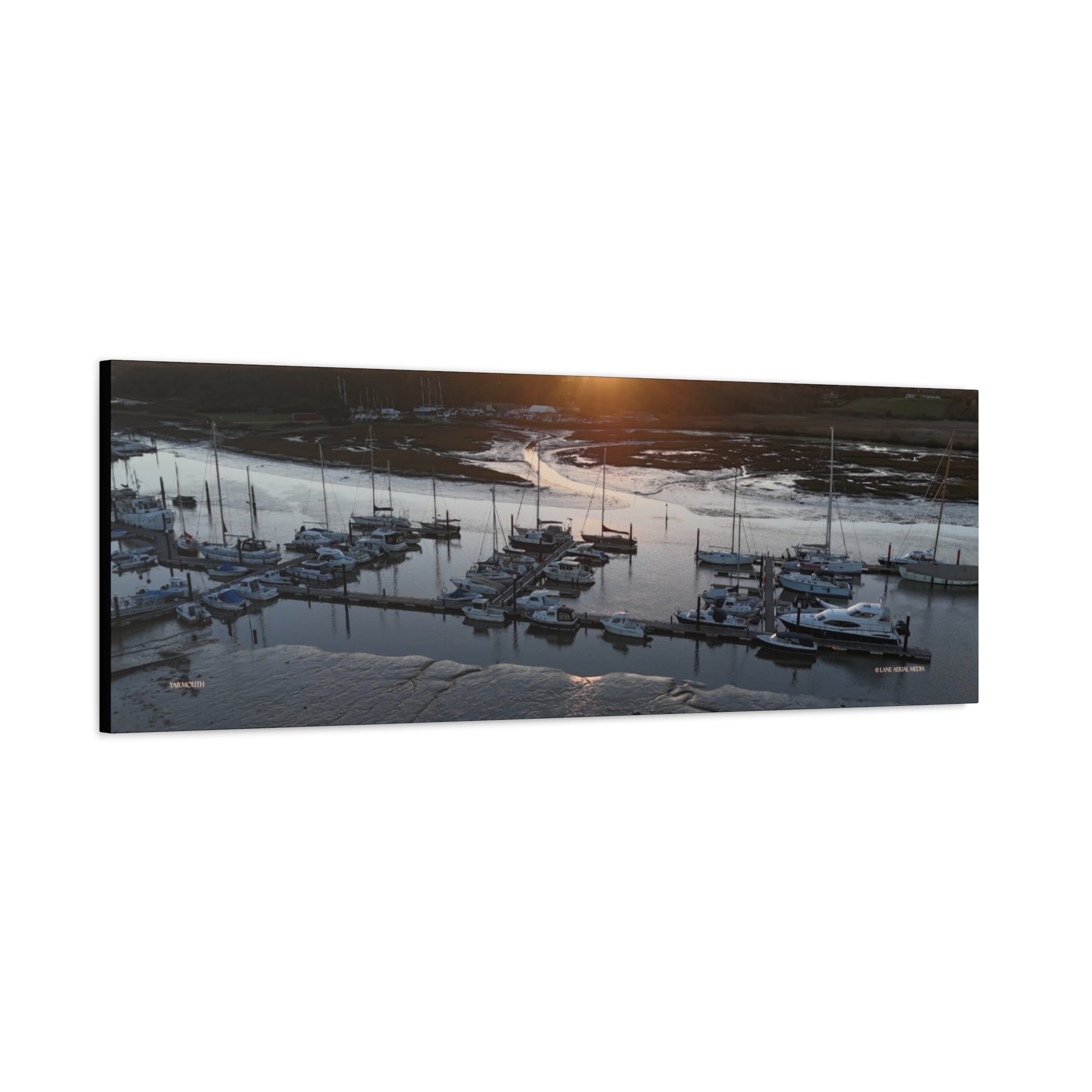 Isle of Wight Panoramic Canvas Print — Yarmouth Marina Stretched Wall Art