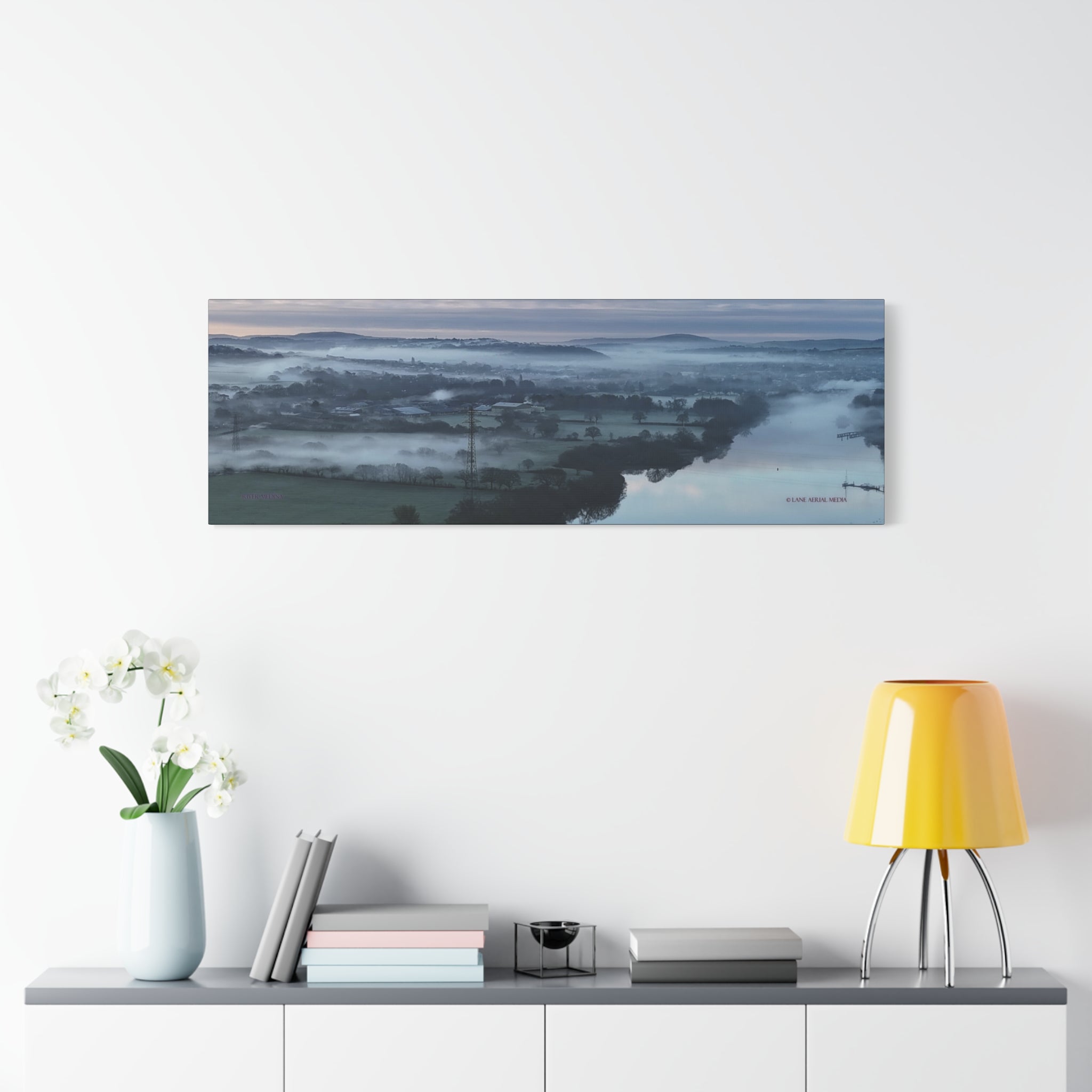 Isle of Wight Panoramic Canvas Print — Misty River Medina Foggy Landscape Wall Art