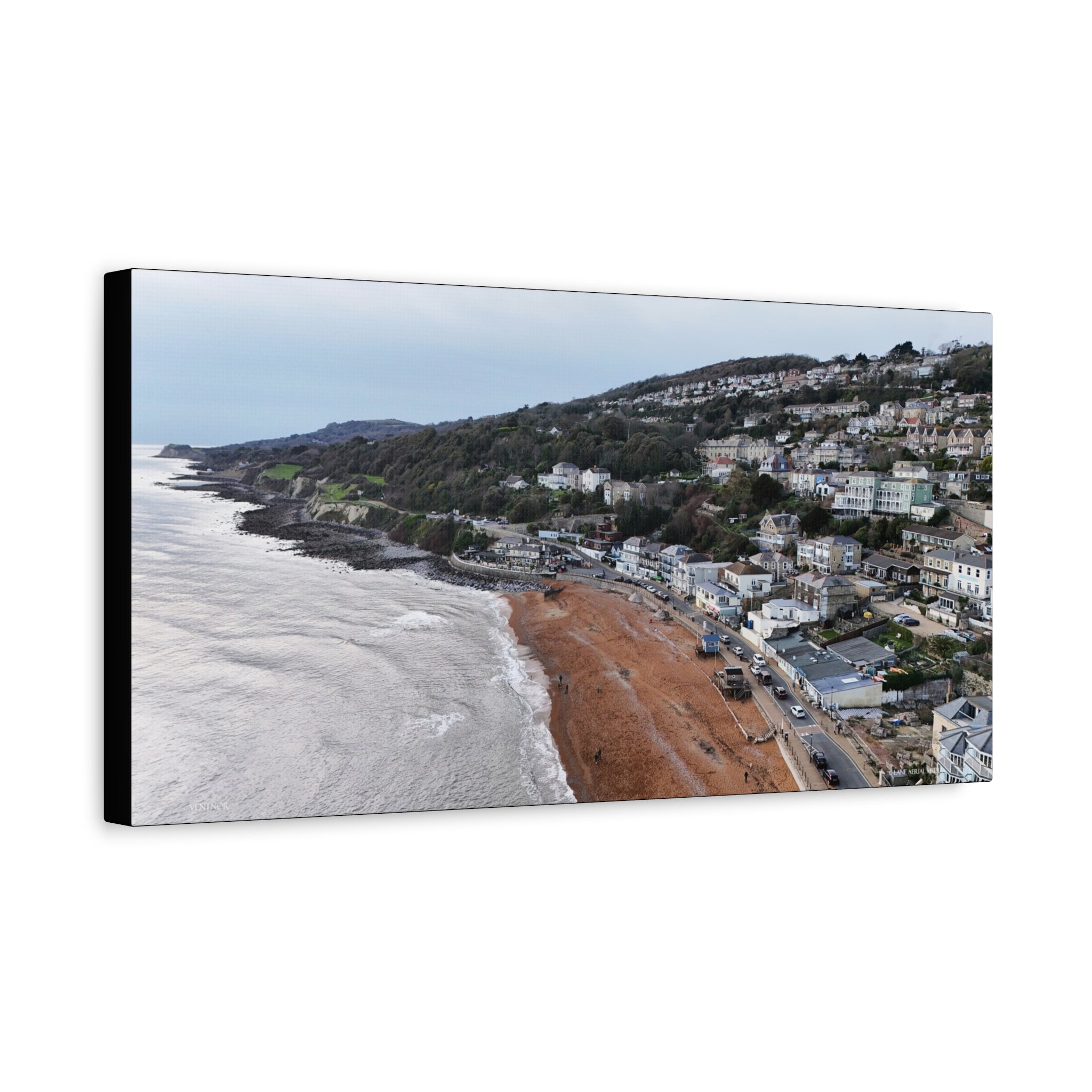 Isle of Wight Aerial Canvas Print — Ventnor Beach Stretched Wall Art