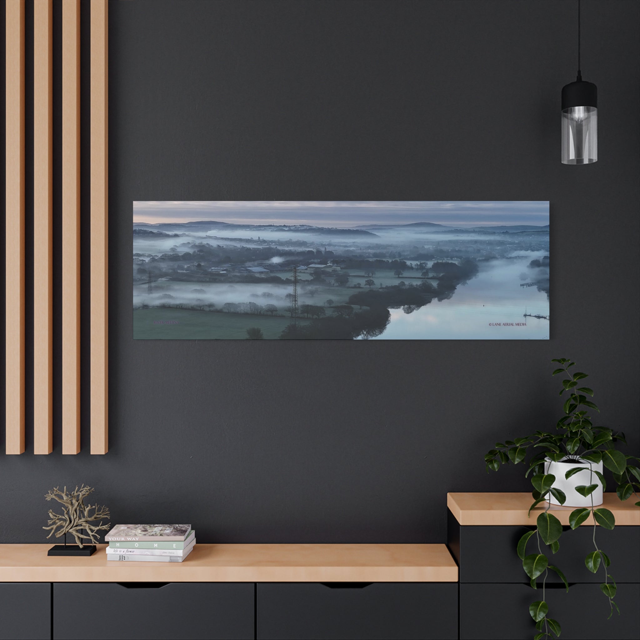 Isle of Wight Panoramic Canvas Print — Misty River Medina Foggy Landscape Wall Art