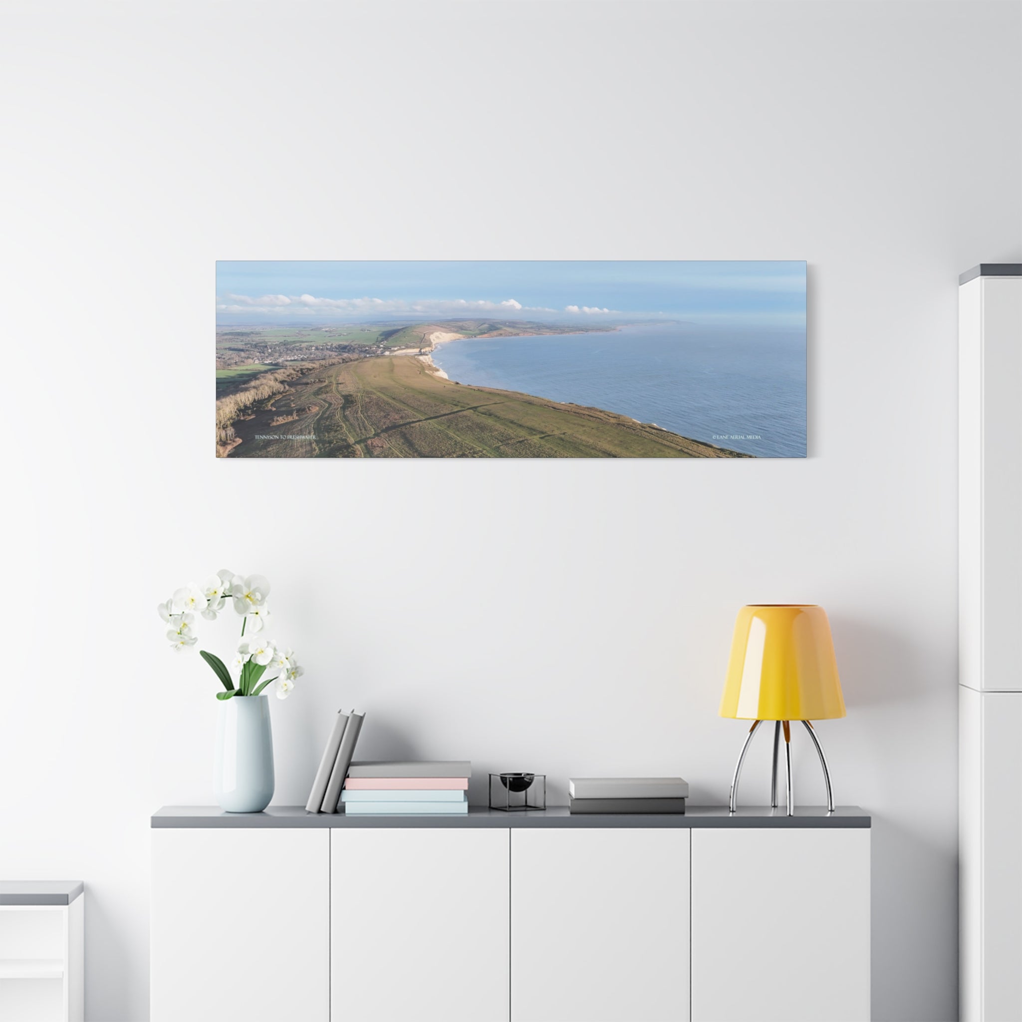 Isle of Wight Aerial Canvas Print — Tennyson to Freshwater Wide Seascape Wall Art