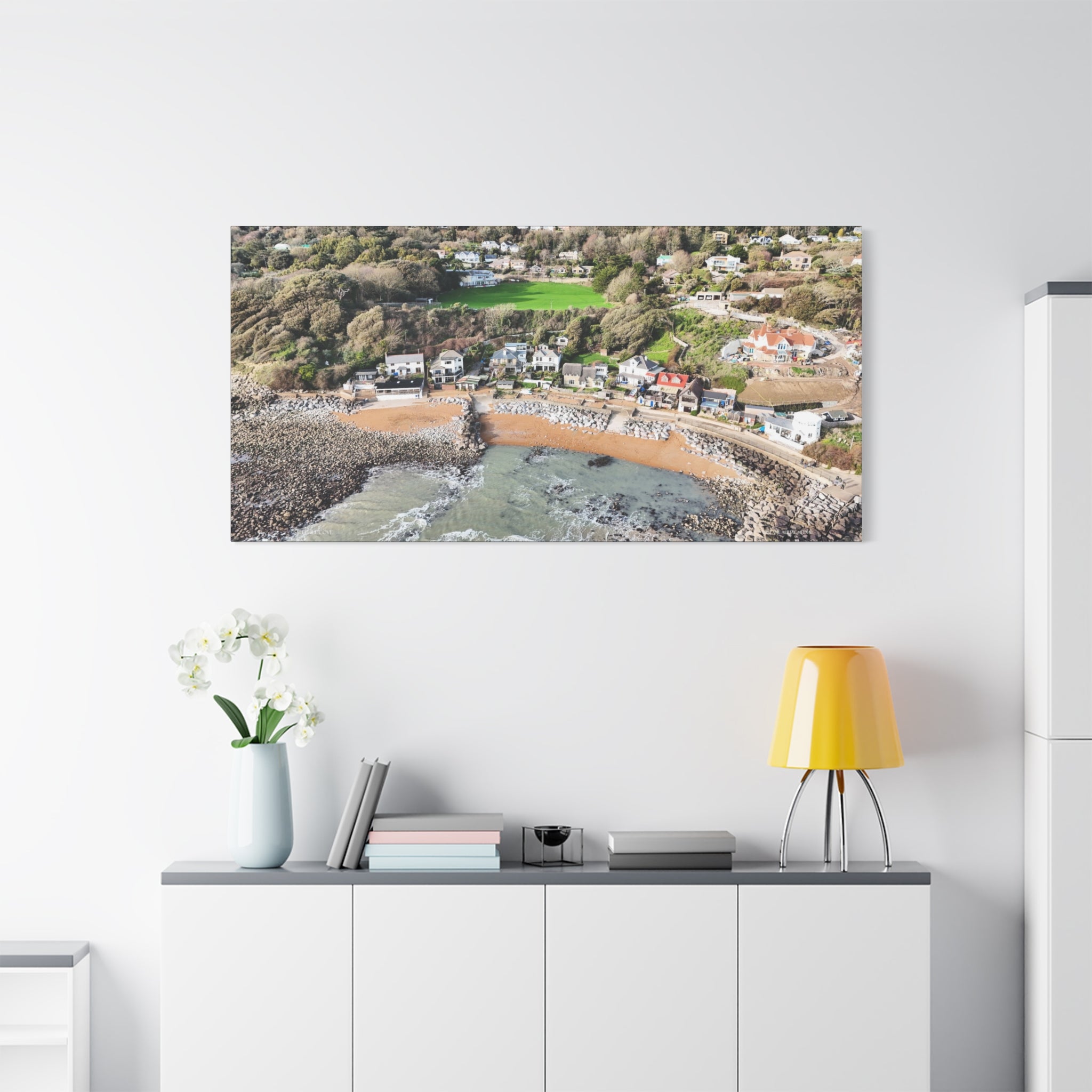 Isle of Wight Aerial Canvas Print — Steephill Cove Panoramic Beachfront Wall Art