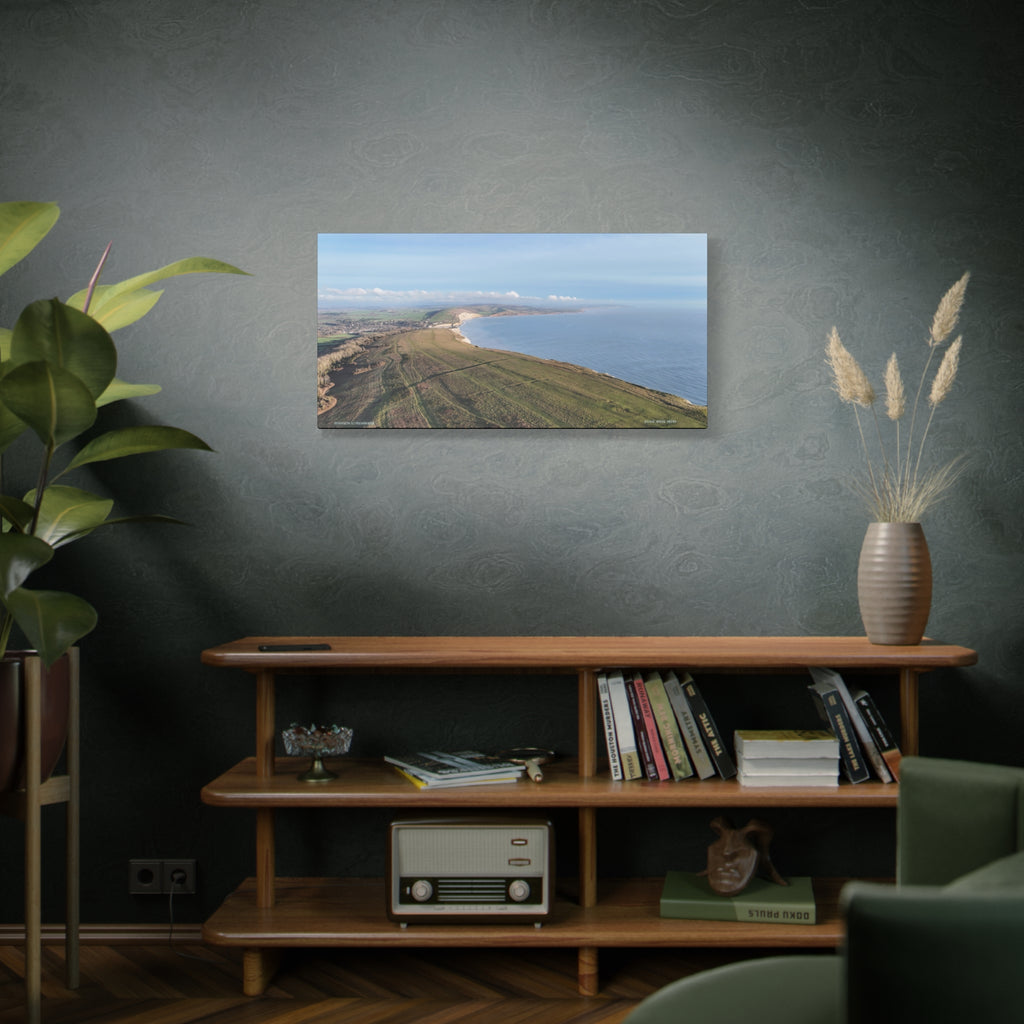 Isle of Wight Aerial Canvas Print — Tennyson to Freshwater Panoramic Coastal Wall Art