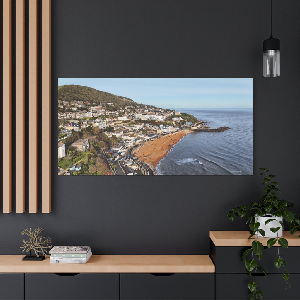 Isle of Wight Aerial Canvas Print — Ventnor Seaside Landscape Stretched Wall Art