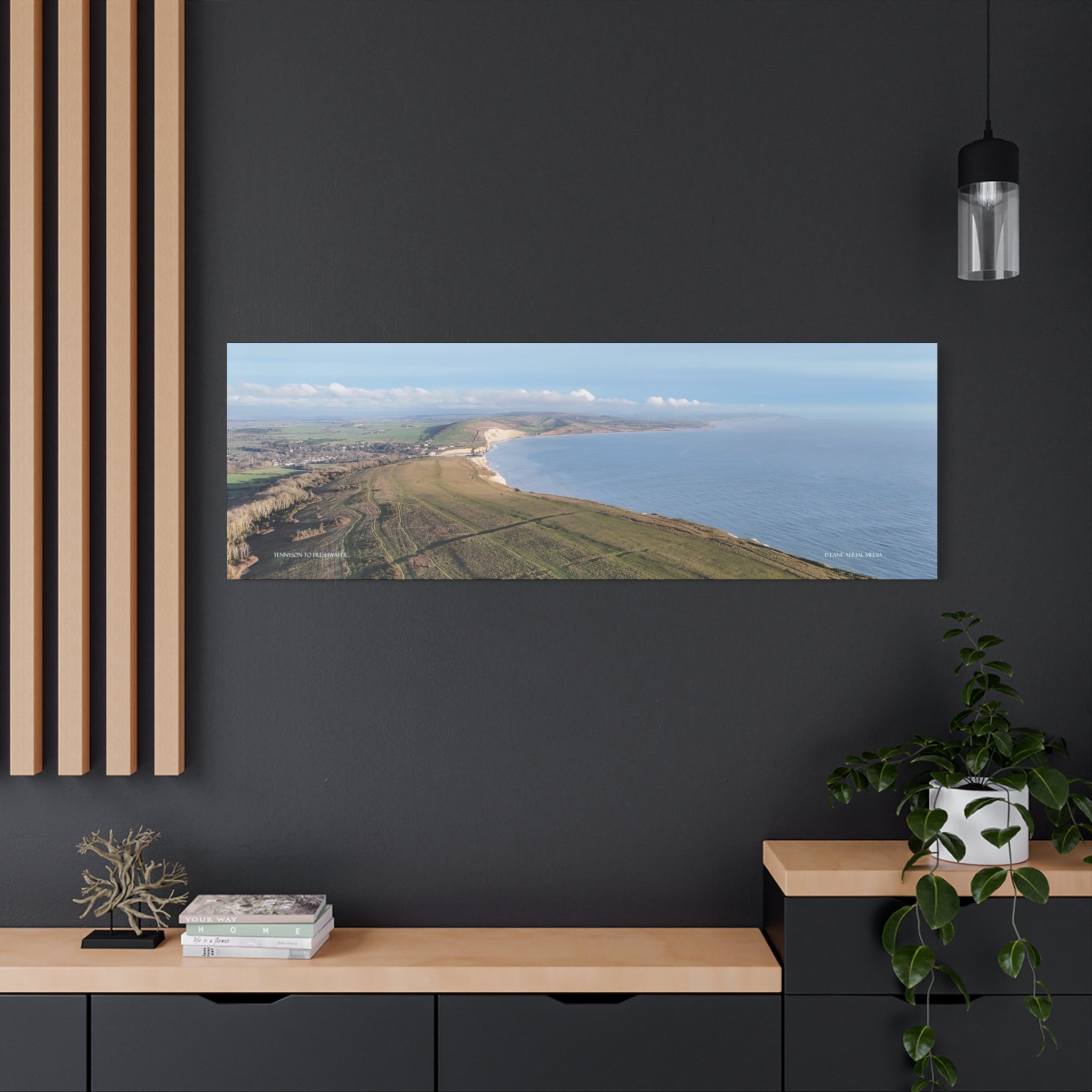 Isle of Wight Aerial Canvas Print — Tennyson to Freshwater Wide Seascape Wall Art