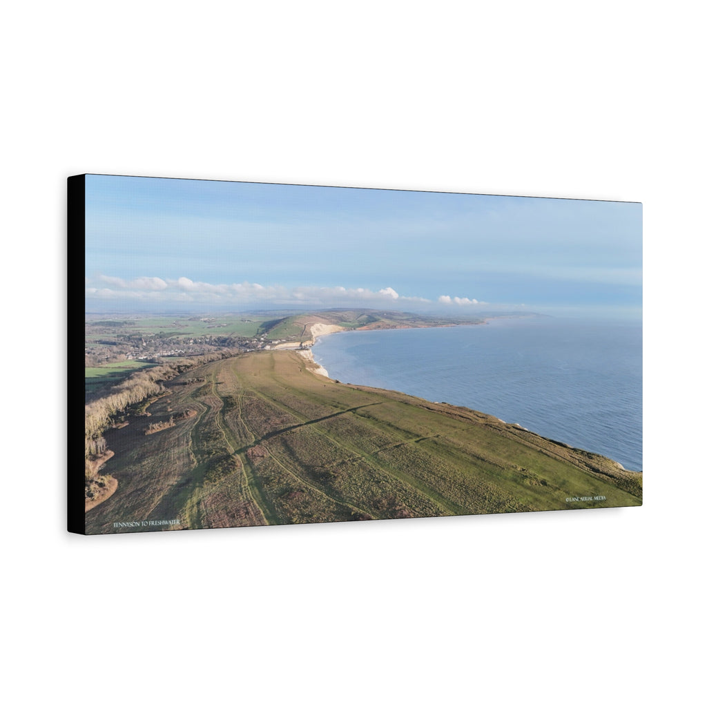 Isle of Wight Aerial Canvas Print — Tennyson to Freshwater Panoramic Coastal Wall Art