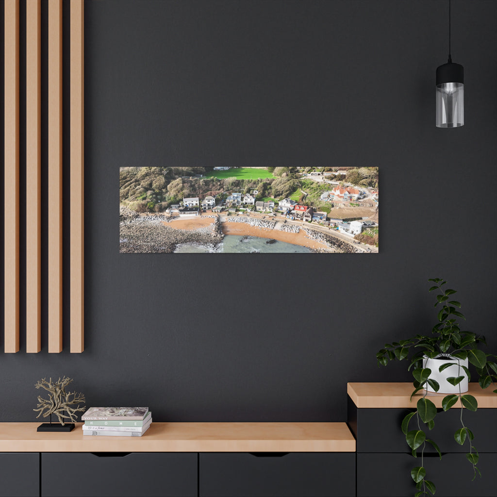 Isle of Wight Aerial Canvas Print — Steephill Cove Stretched Panoramic Wall Art