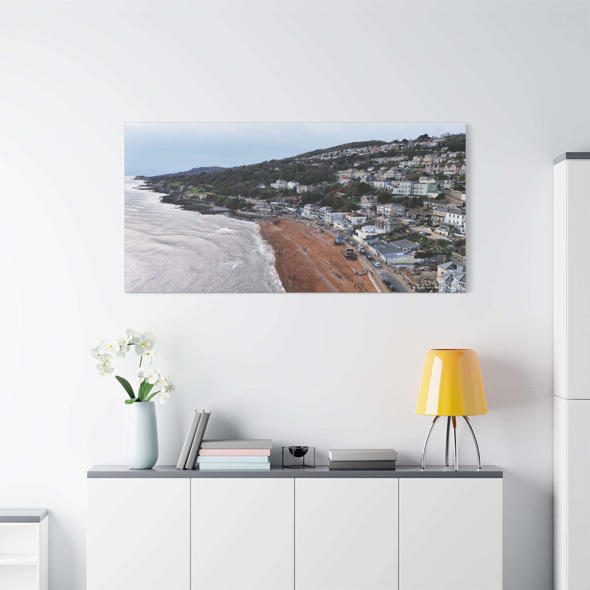 Isle of Wight Aerial Canvas Print — Ventnor Beach Stretched Wall Art