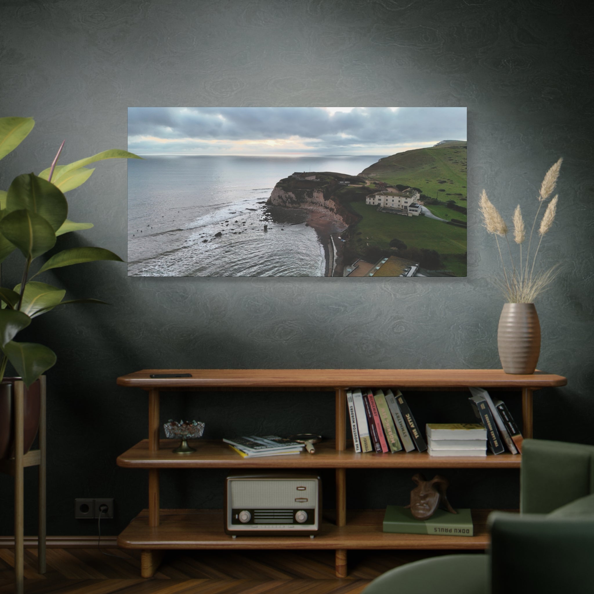 Isle of Wight Aerial Canvas Print — Freshwater Bay Seascape Stretched Wall Art