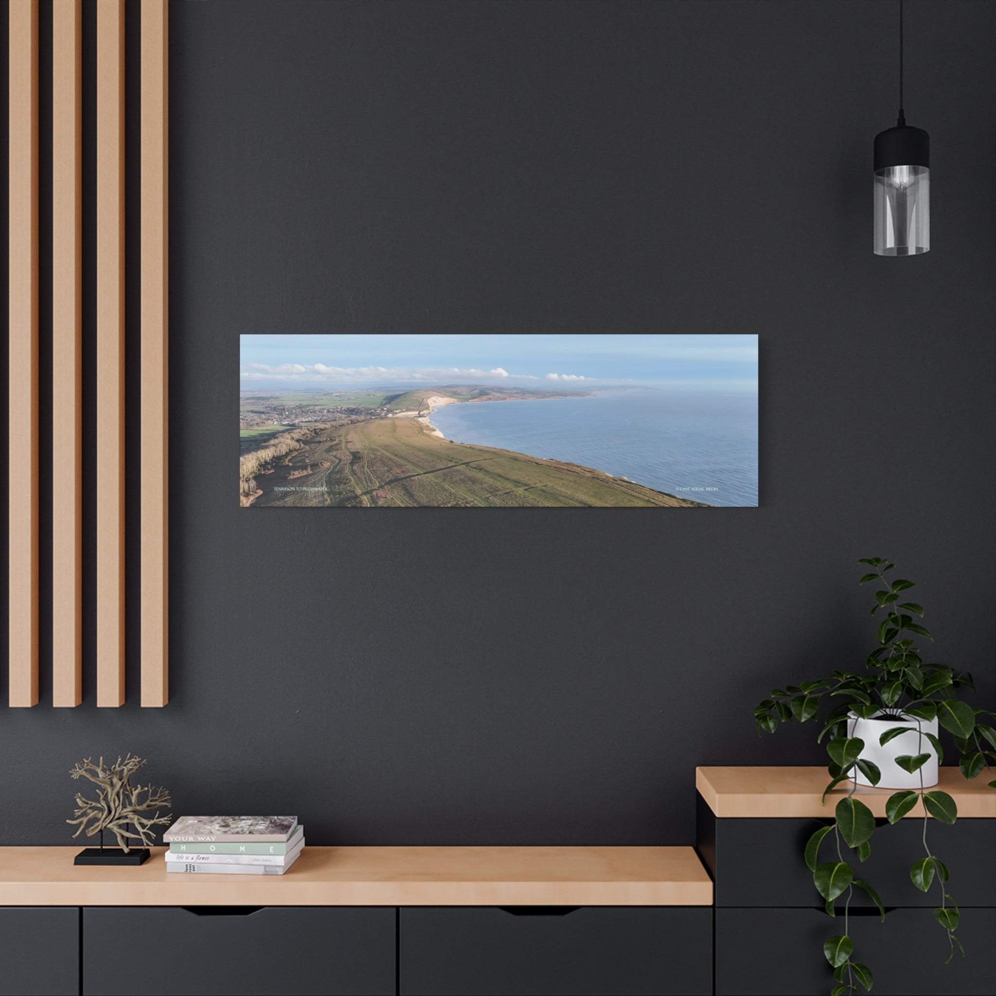 Isle of Wight Aerial Canvas Print — Tennyson to Freshwater Wide Seascape Wall Art