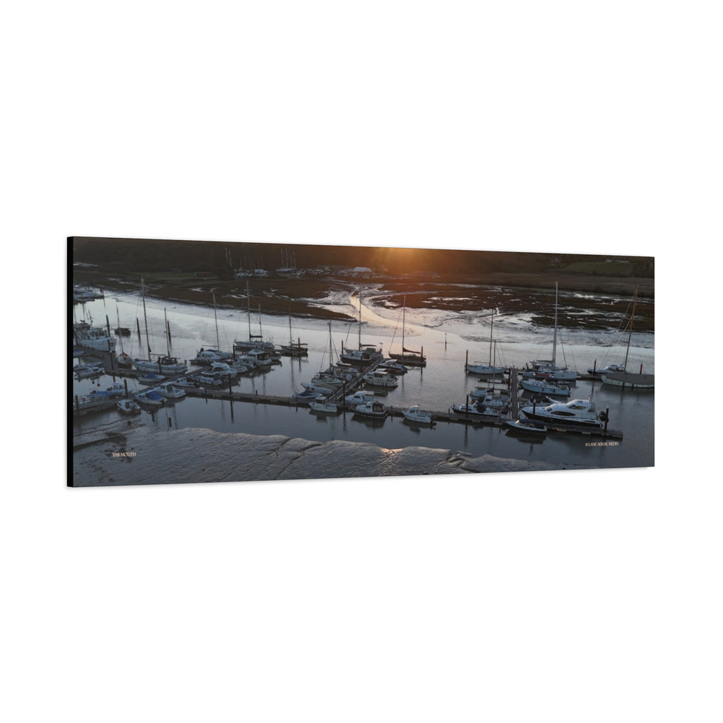 Isle of Wight Panoramic Canvas Print — Yarmouth Marina Stretched Wall Art