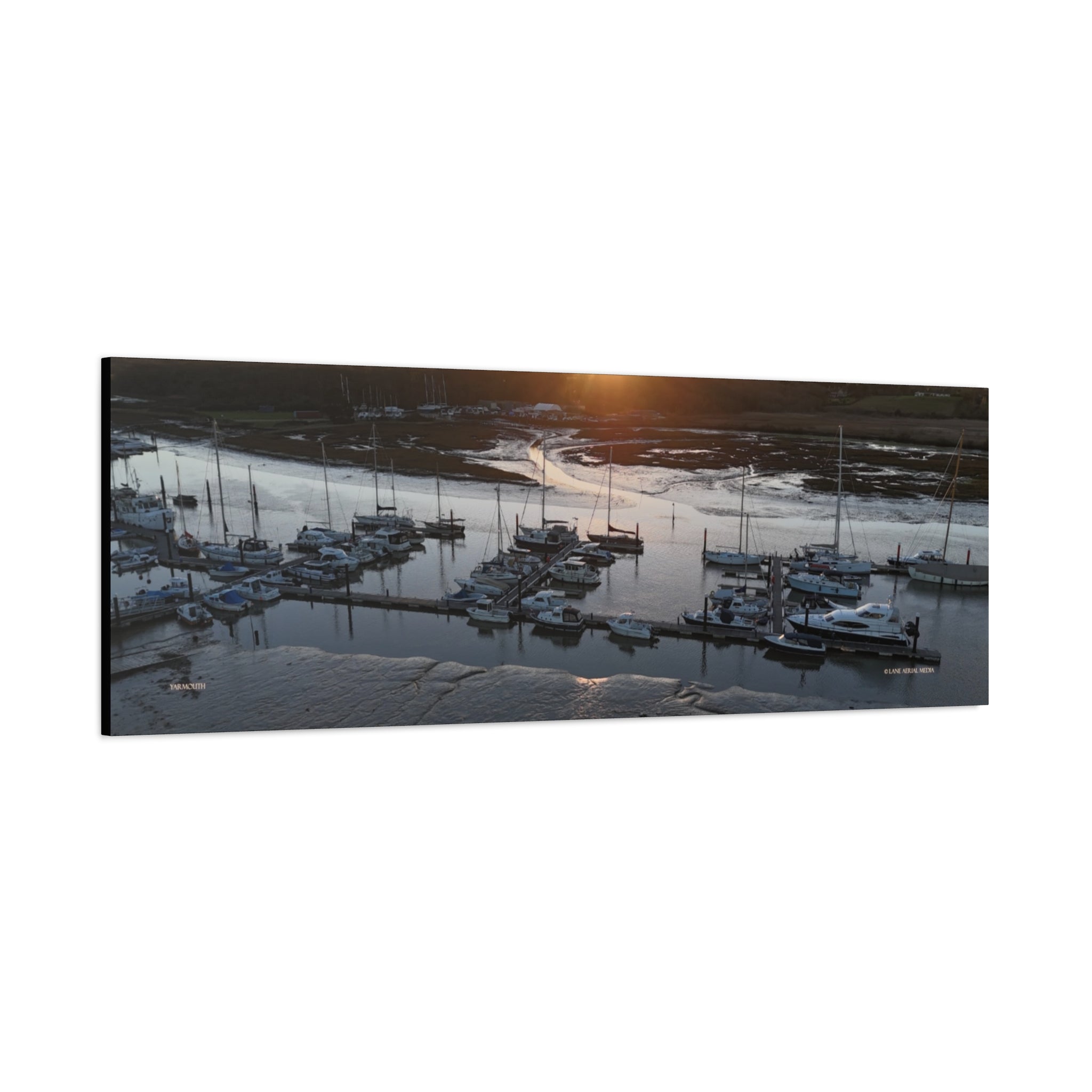 Isle of Wight Panoramic Canvas Print — Yarmouth Marina Stretched Wall Art
