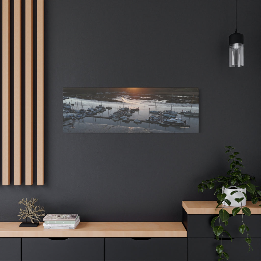 Isle of Wight Panoramic Canvas Print — Yarmouth Marina Stretched Wall Art