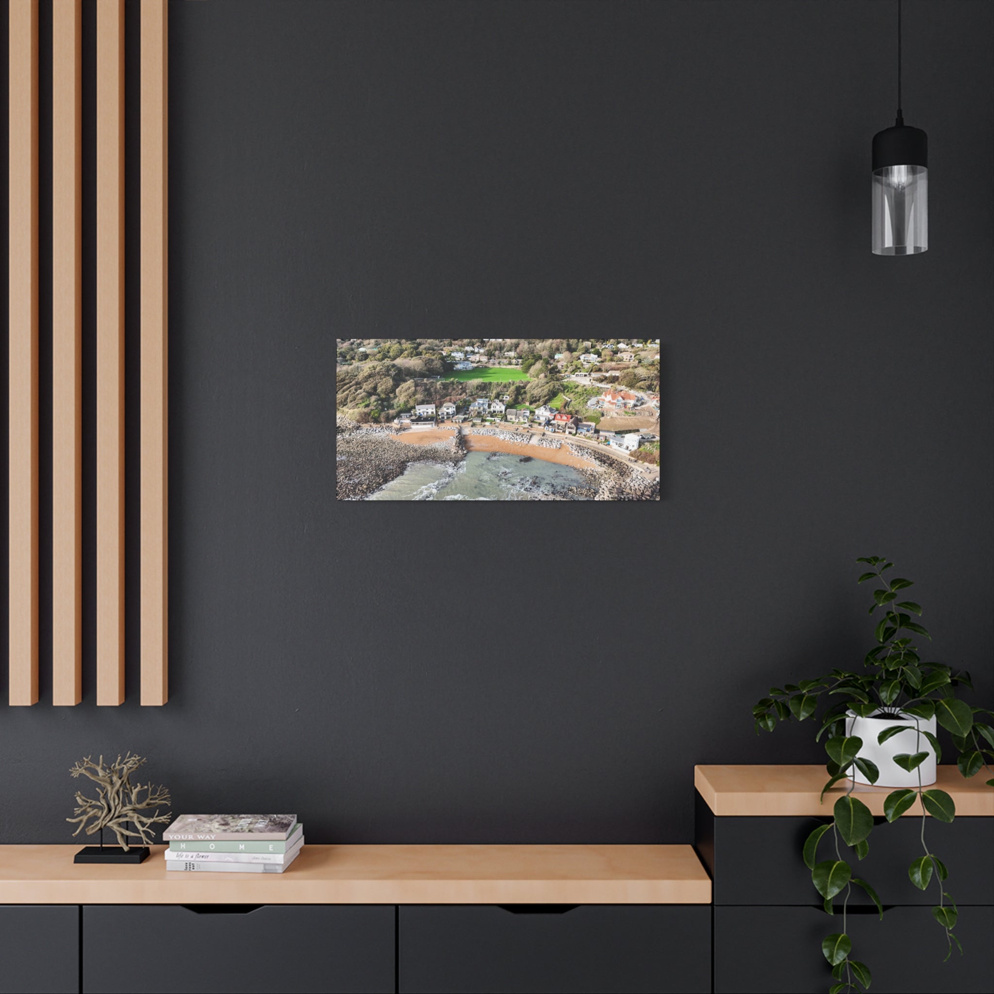 Isle of Wight Aerial Canvas Print — Steephill Cove Panoramic Beachfront Wall Art