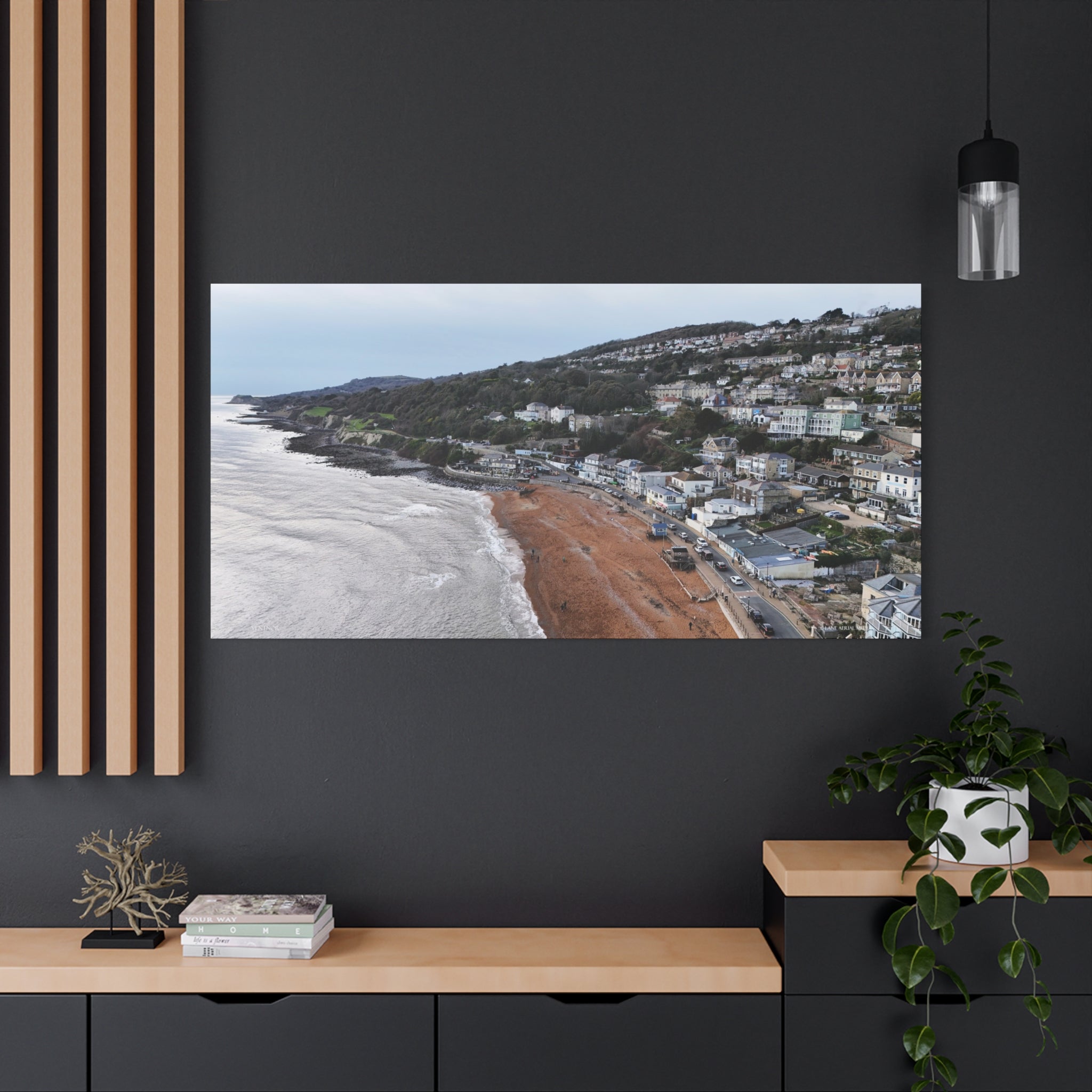 Isle of Wight Aerial Canvas Print — Ventnor Beach Stretched Wall Art