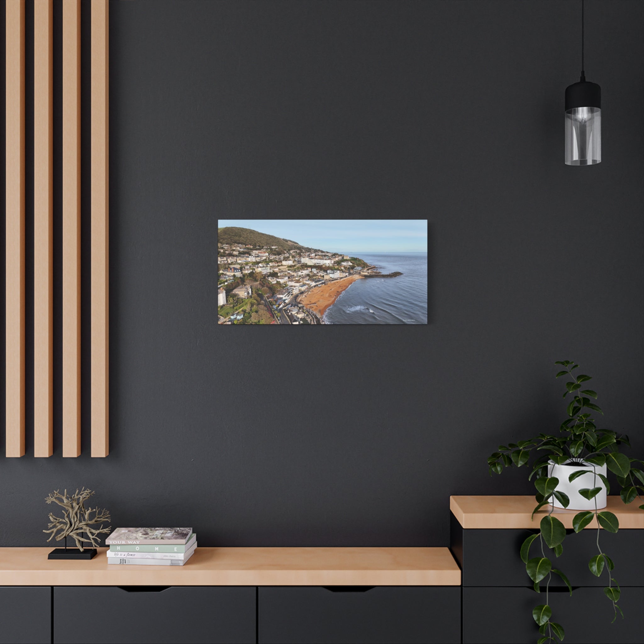 Isle of Wight Aerial Canvas Print — Ventnor Seaside Landscape Stretched Wall Art