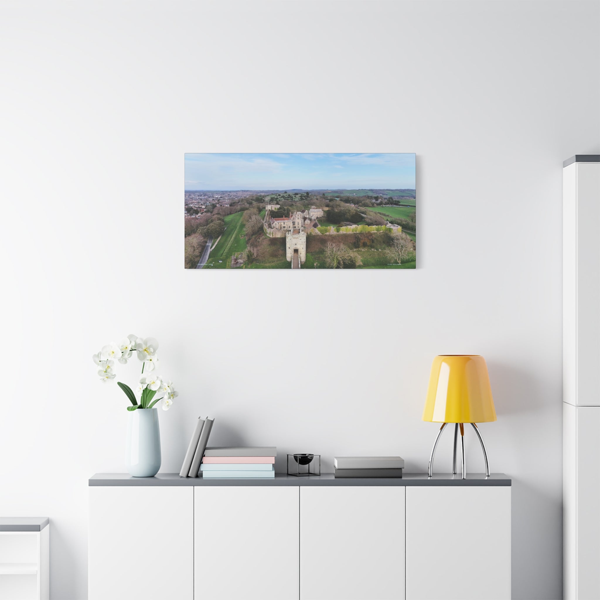 Isle of Wight Aerial Canvas Print — Carisbrooke Castle Landscape Stretched Wall Art