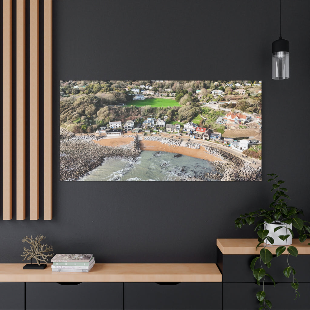 Isle of Wight Aerial Canvas Print — Steephill Cove Panoramic Beachfront Wall Art