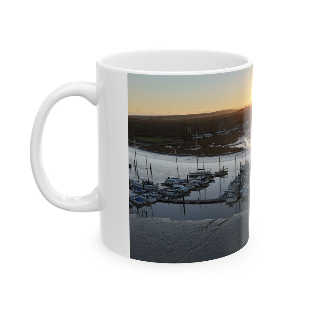 Isle of Wight Gift Mug — Yarmouth Harbour Aerial Photo Ceramic Coffee Cup (11oz, 15oz)