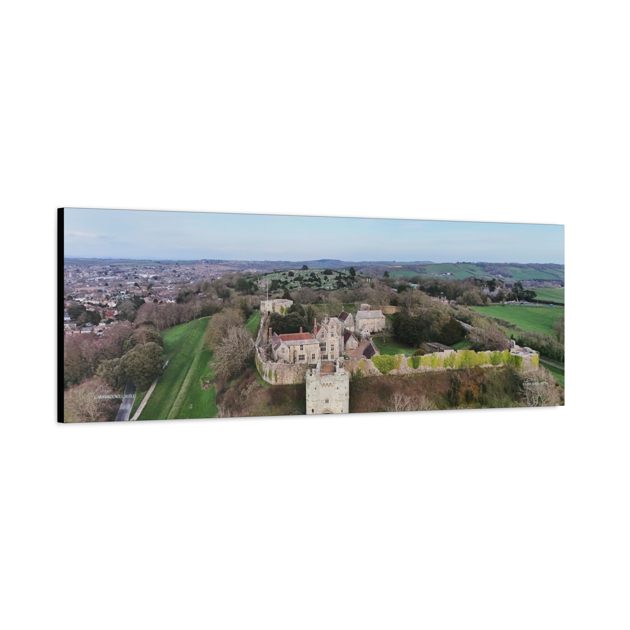 Isle of Wight Panoramic Canvas Print — Carisbrooke Castle Stretched Wall Art