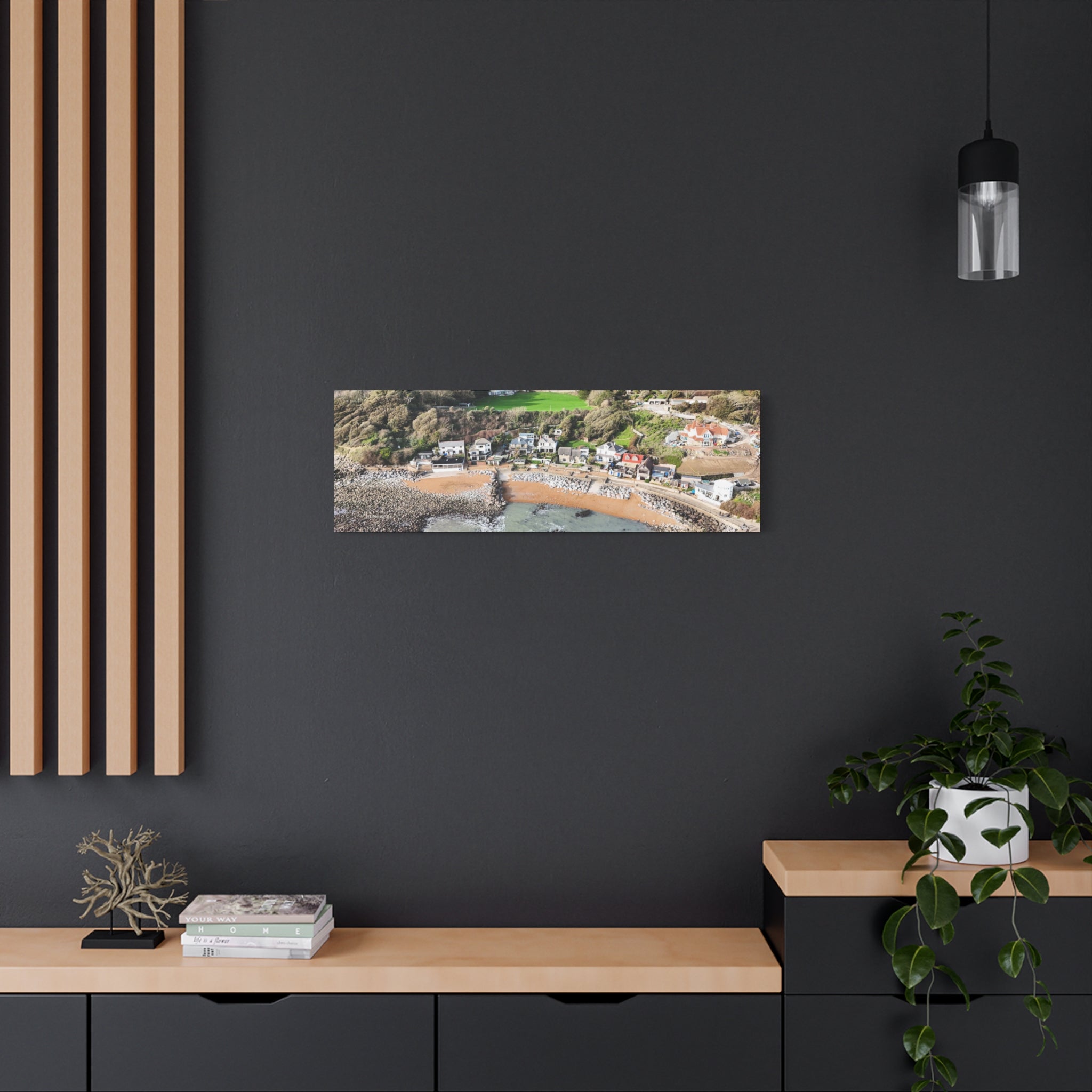Isle of Wight Aerial Canvas Print — Steephill Cove Stretched Panoramic Wall Art