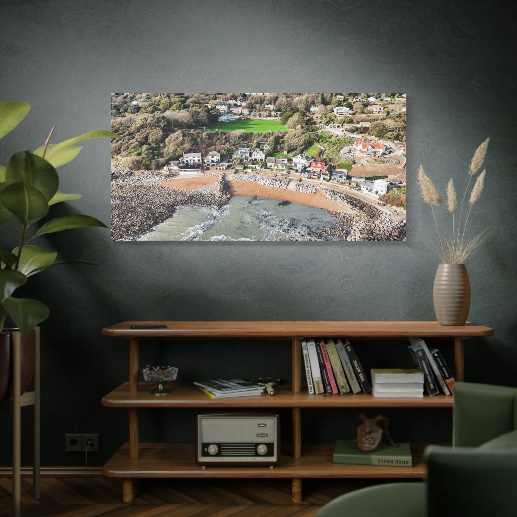 Isle of Wight Aerial Canvas Print — Steephill Cove Panoramic Beachfront Wall Art