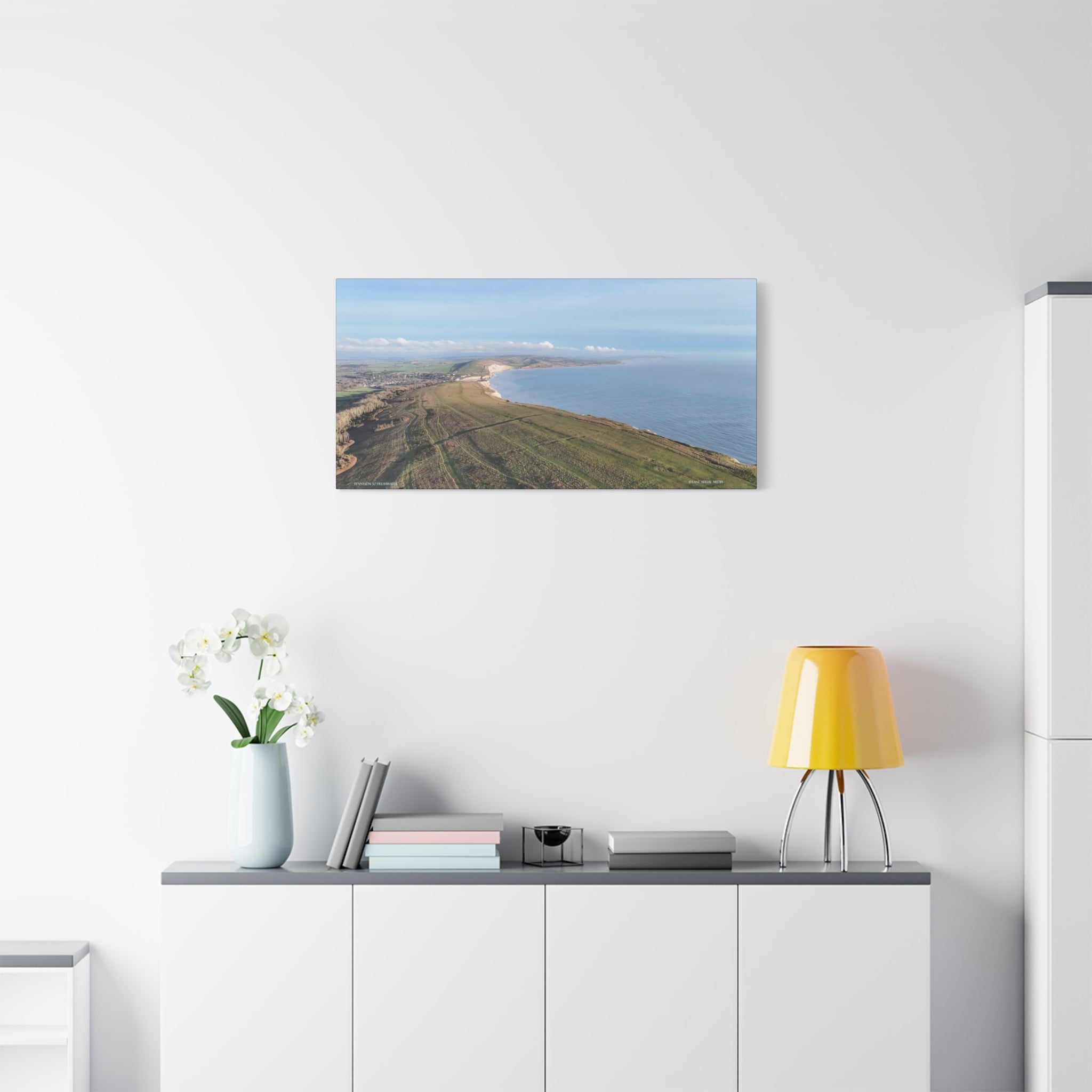 Isle of Wight Aerial Canvas Print — Tennyson to Freshwater Panoramic Coastal Wall Art