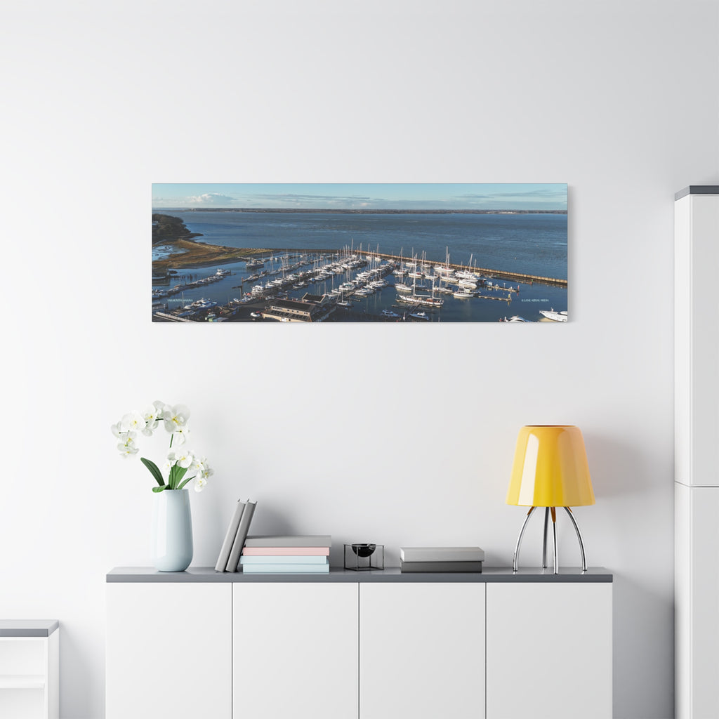 Isle of Wight Panoramic Canvas Print — Yarmouth Marina Stretched Matte Wall Art