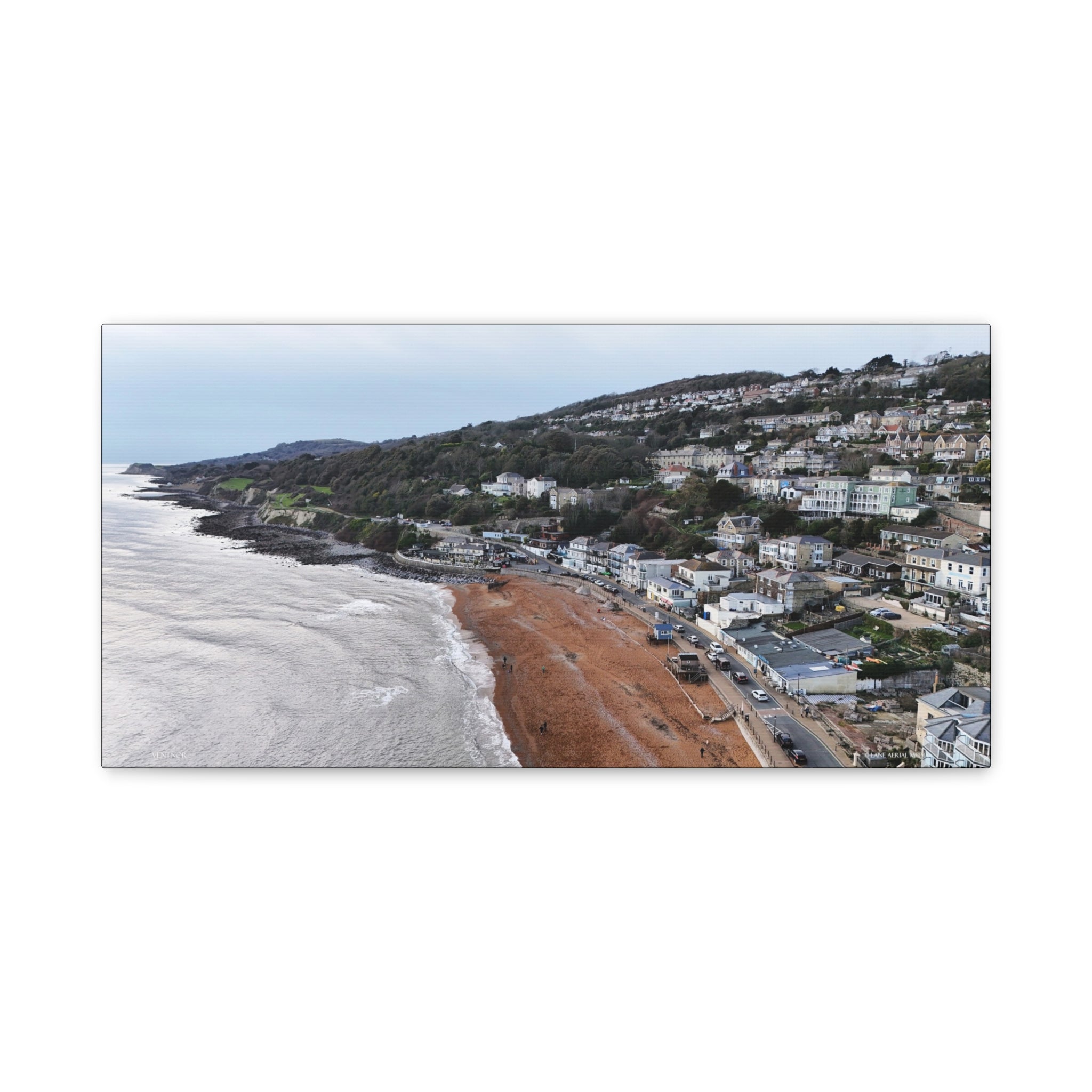 Isle of Wight Aerial Canvas Print — Ventnor Beach Stretched Wall Art