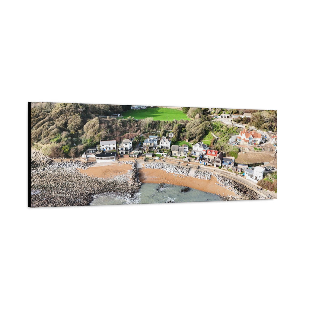 Isle of Wight Aerial Canvas Print — Steephill Cove Stretched Panoramic Wall Art