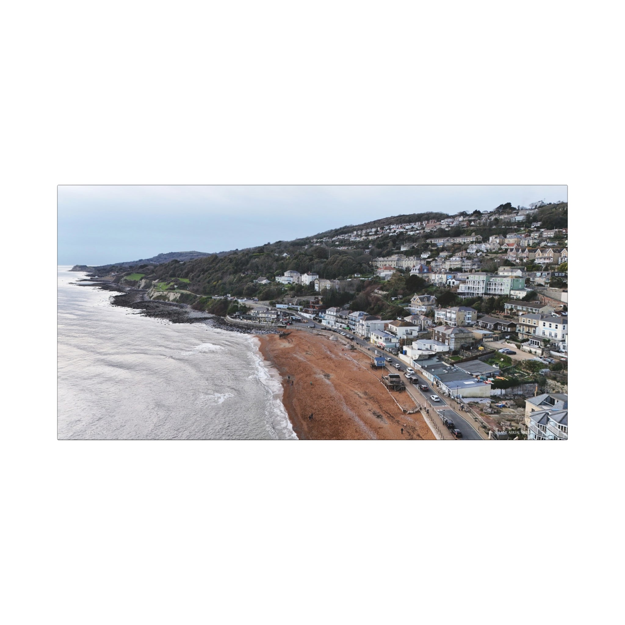 Isle of Wight Aerial Canvas Print — Ventnor Beach Stretched Wall Art
