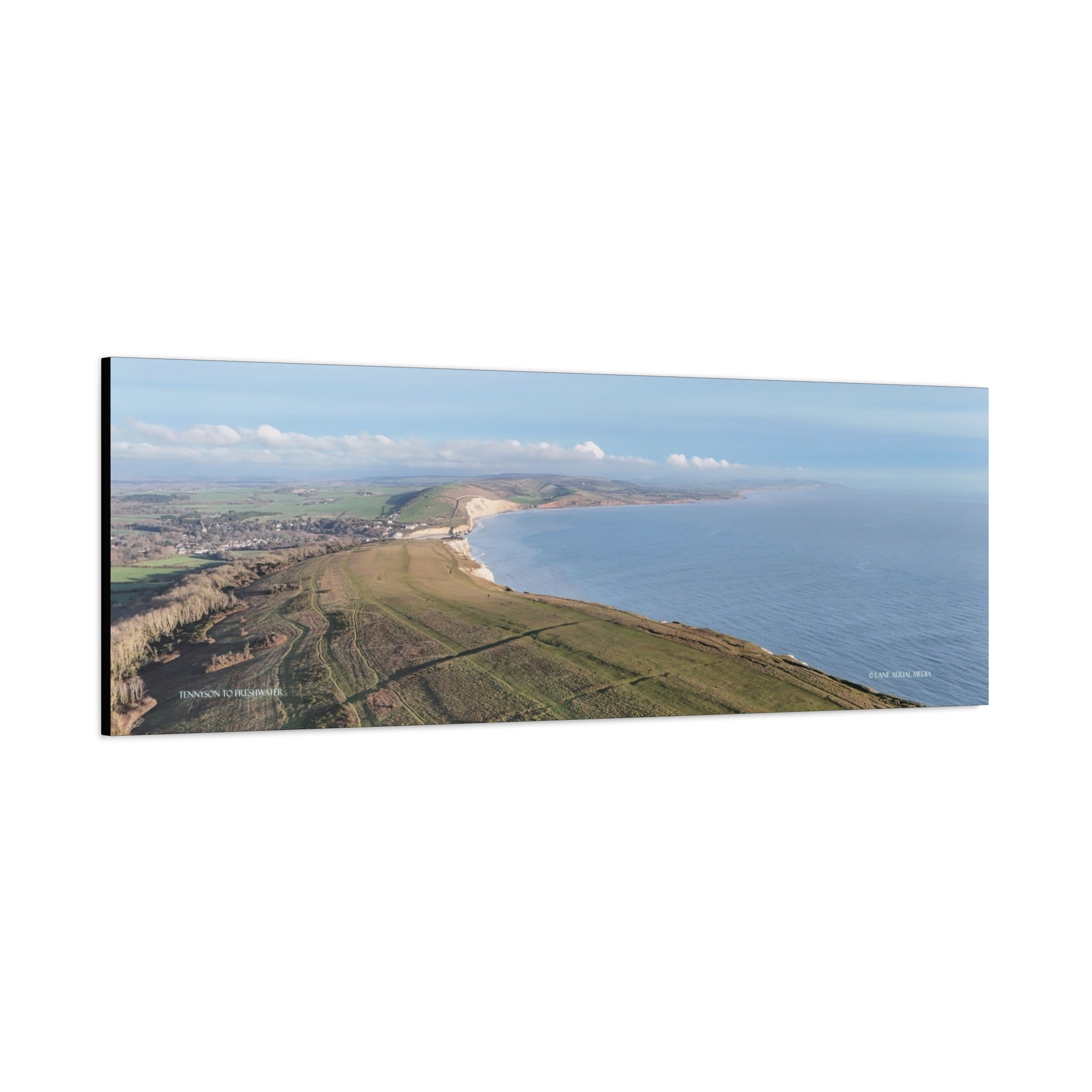 Isle of Wight Aerial Canvas Print — Tennyson to Freshwater Wide Seascape Wall Art
