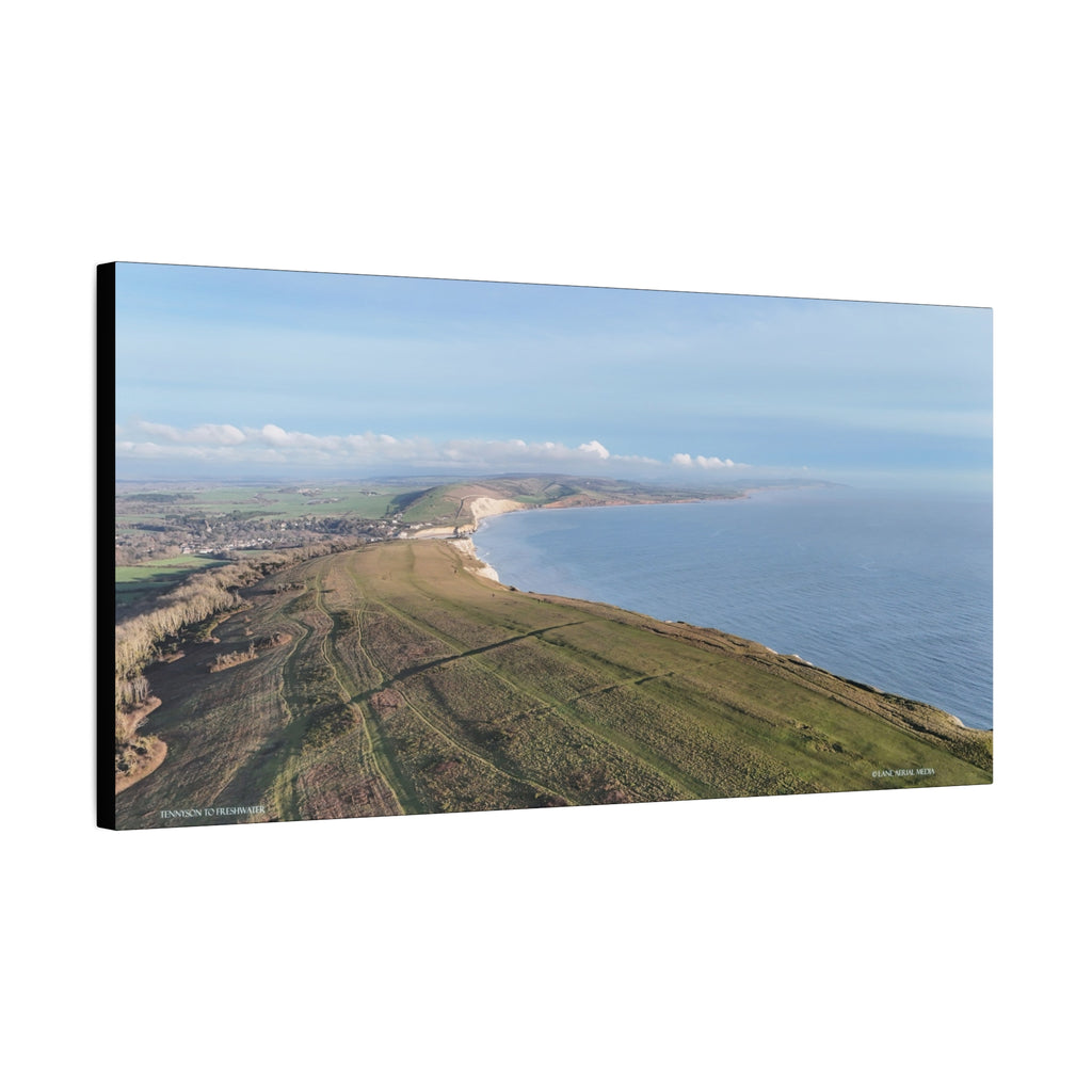 Isle of Wight Aerial Canvas Print — Tennyson to Freshwater Panoramic Coastal Wall Art