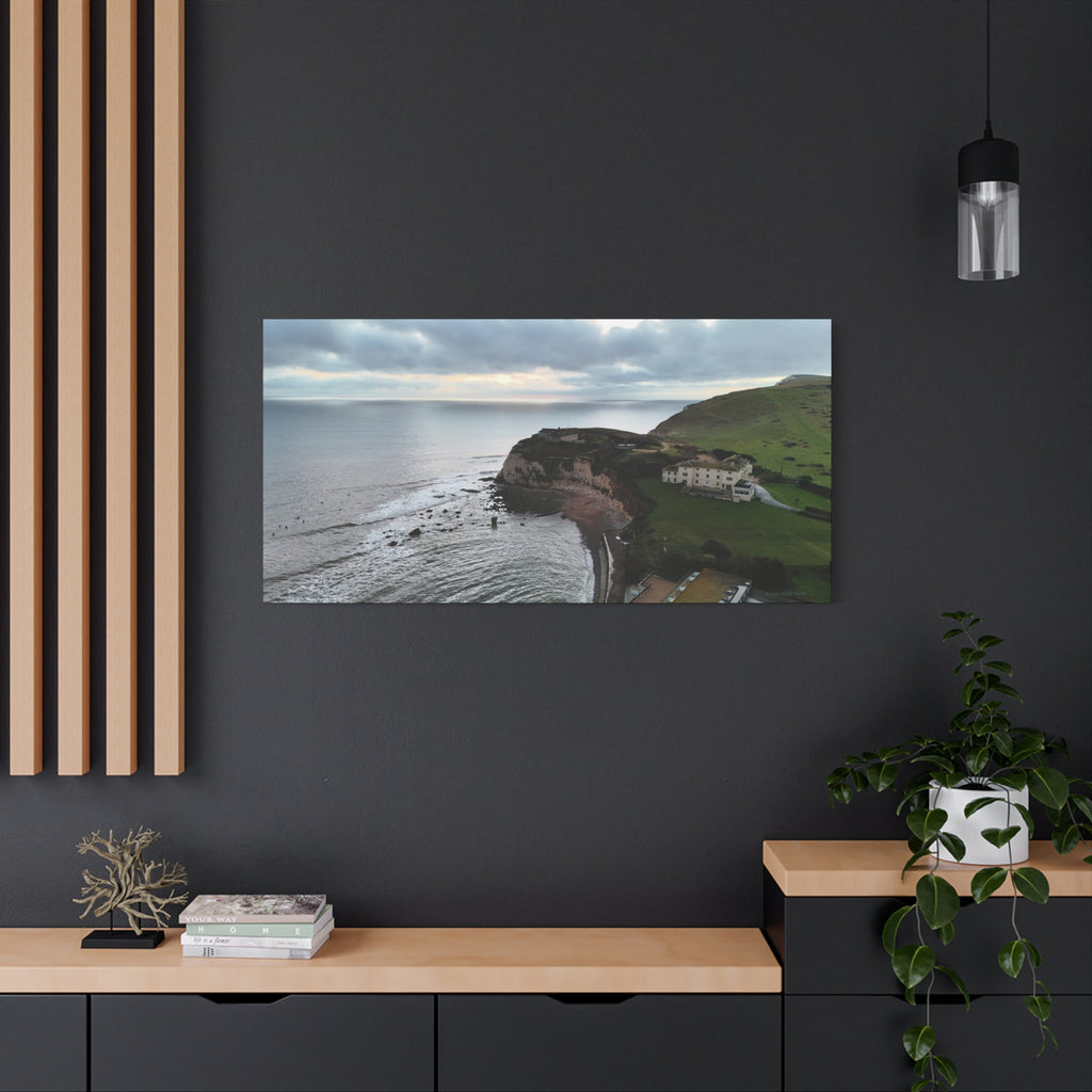 Isle of Wight Aerial Canvas Print — Freshwater Bay Seascape Stretched Wall Art