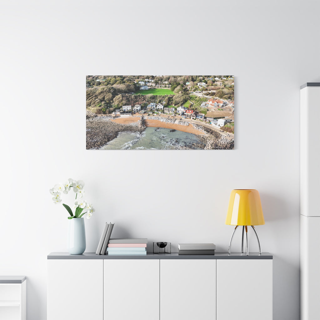 Isle of Wight Aerial Canvas Print — Steephill Cove Panoramic Beachfront Wall Art