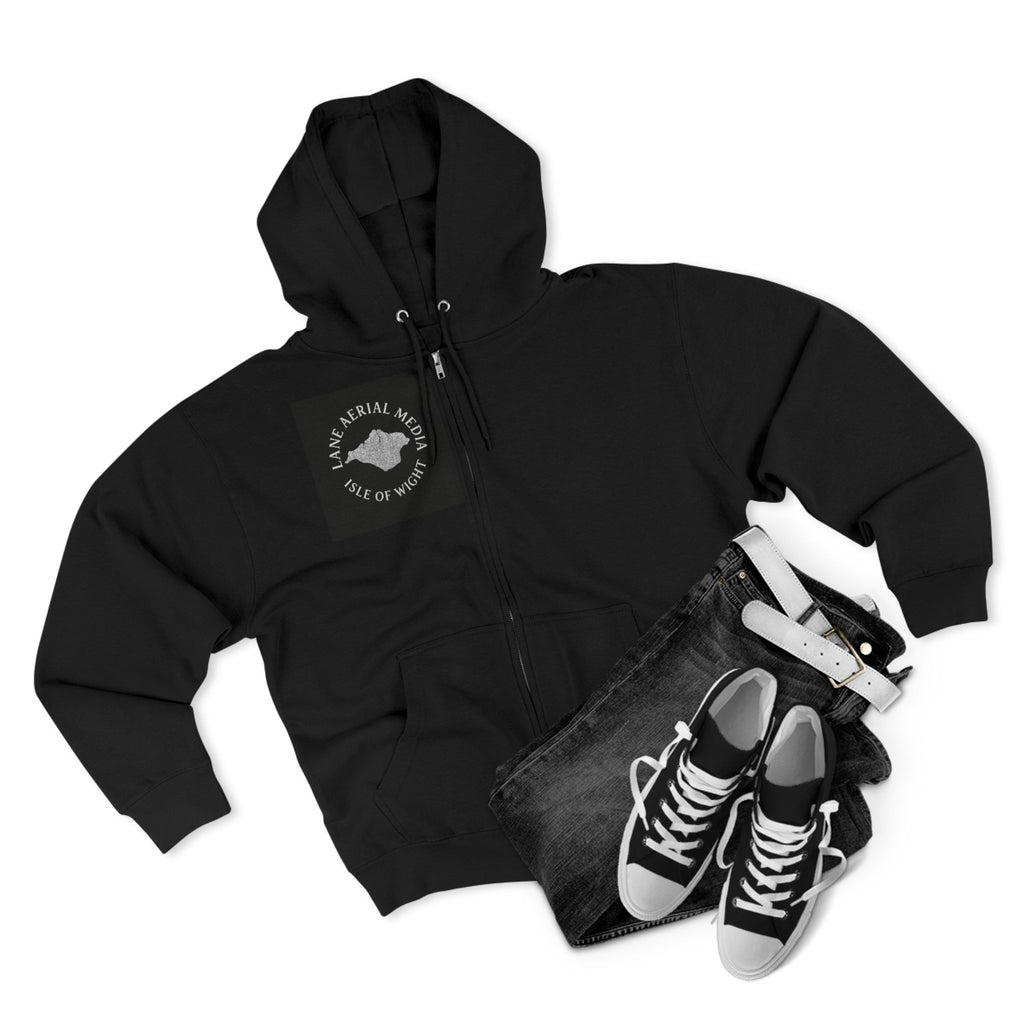 Lane Aerial Media Zip Hoodie — Logo Graphic Hoodie for Drone & Aerial Photography Enthusiasts
