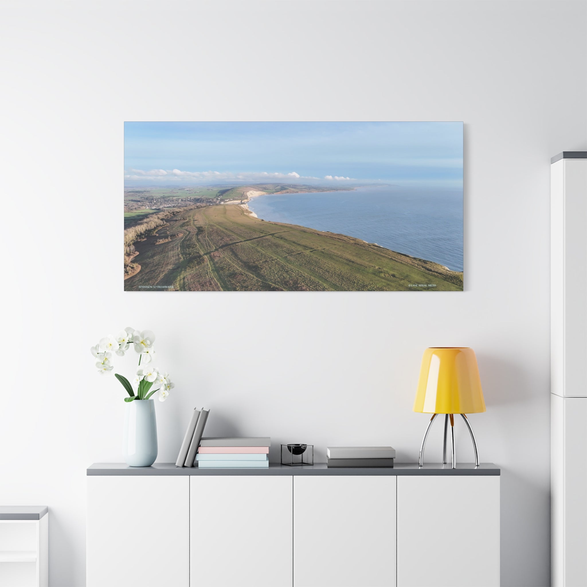 Isle of Wight Aerial Canvas Print — Tennyson to Freshwater Panoramic Coastal Wall Art
